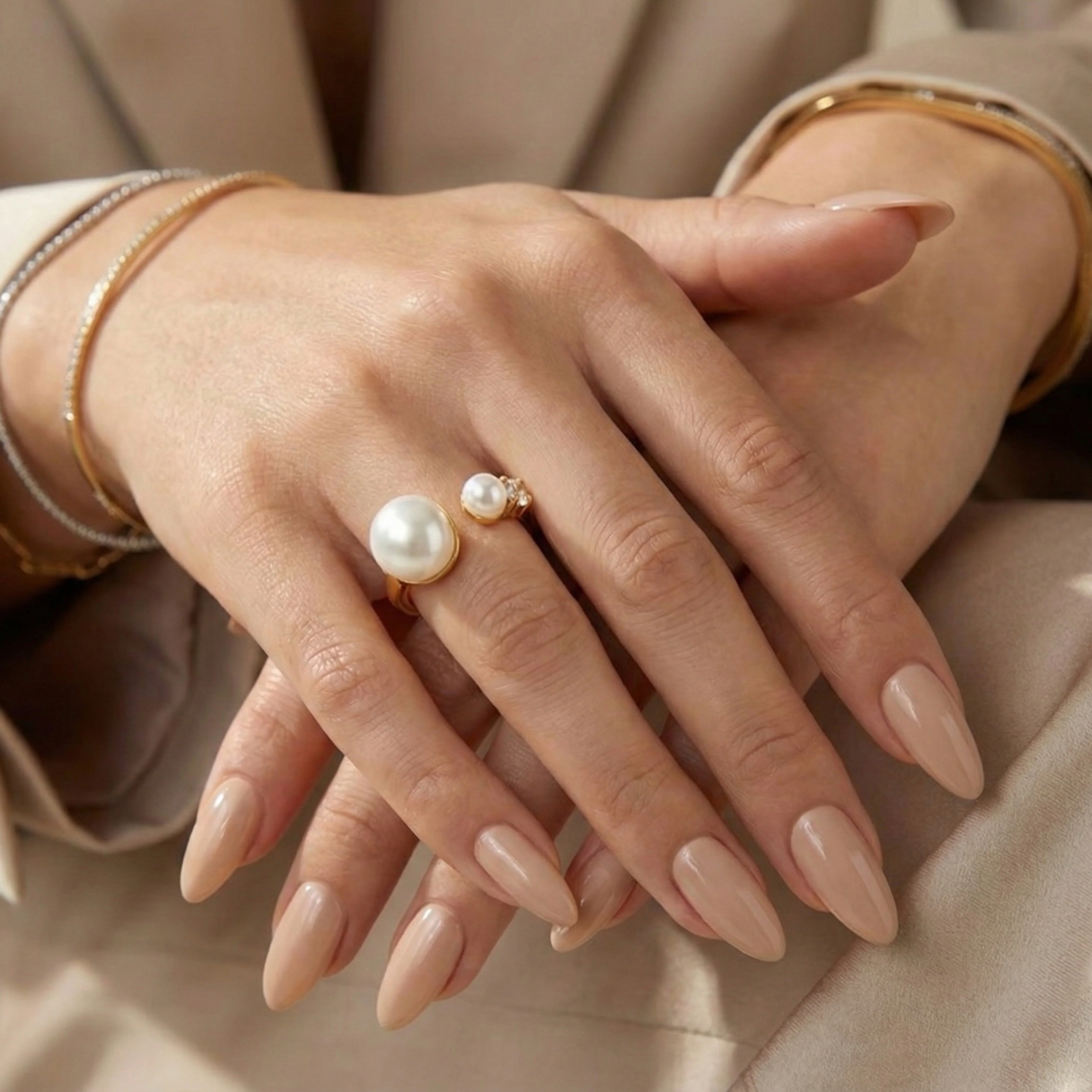 Arista Open Pearl Ring - Image 7