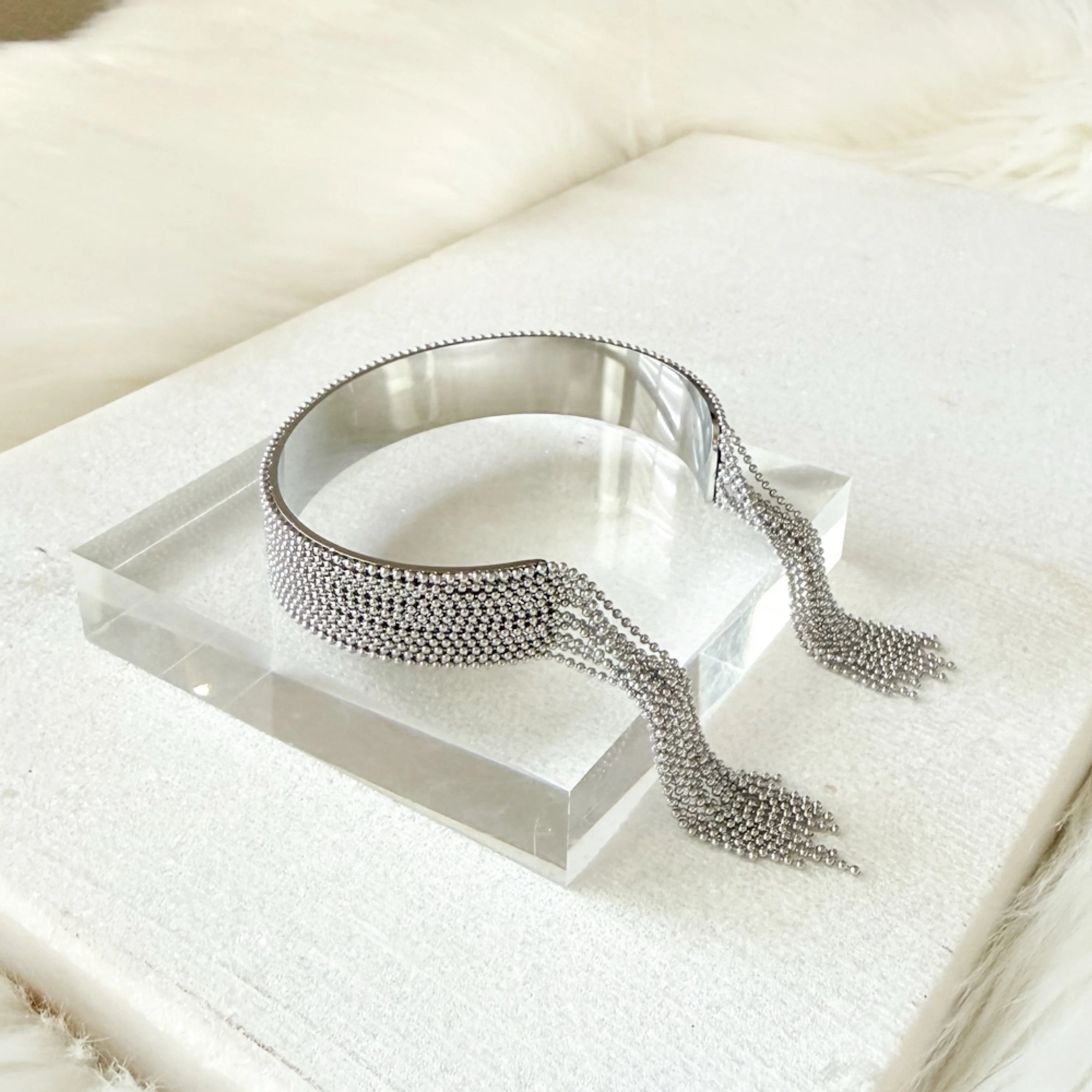 Beaded Fringe Statement Cuff Bracelet - Image 12