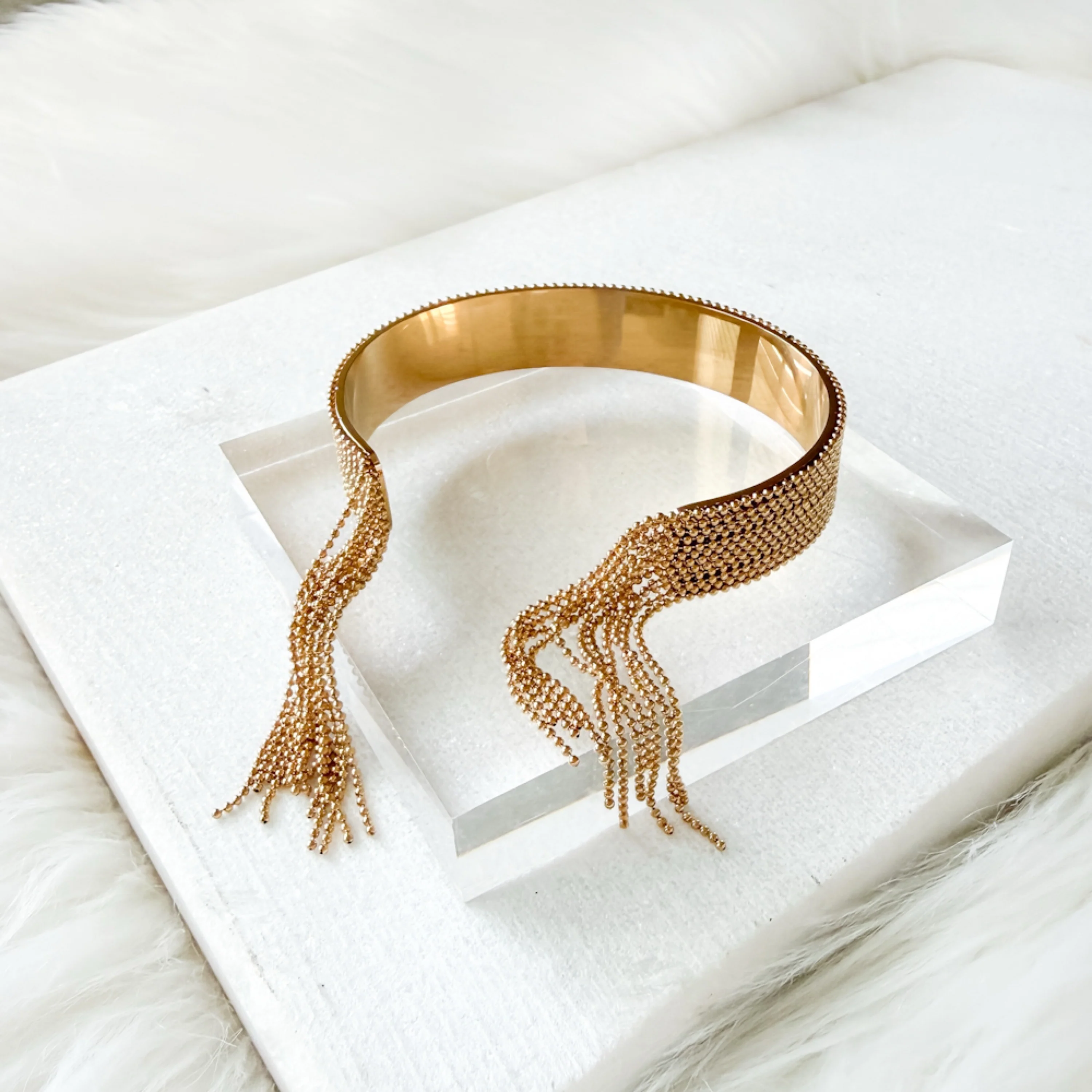 Beaded Fringe Statement Cuff Bracelet - Image 13