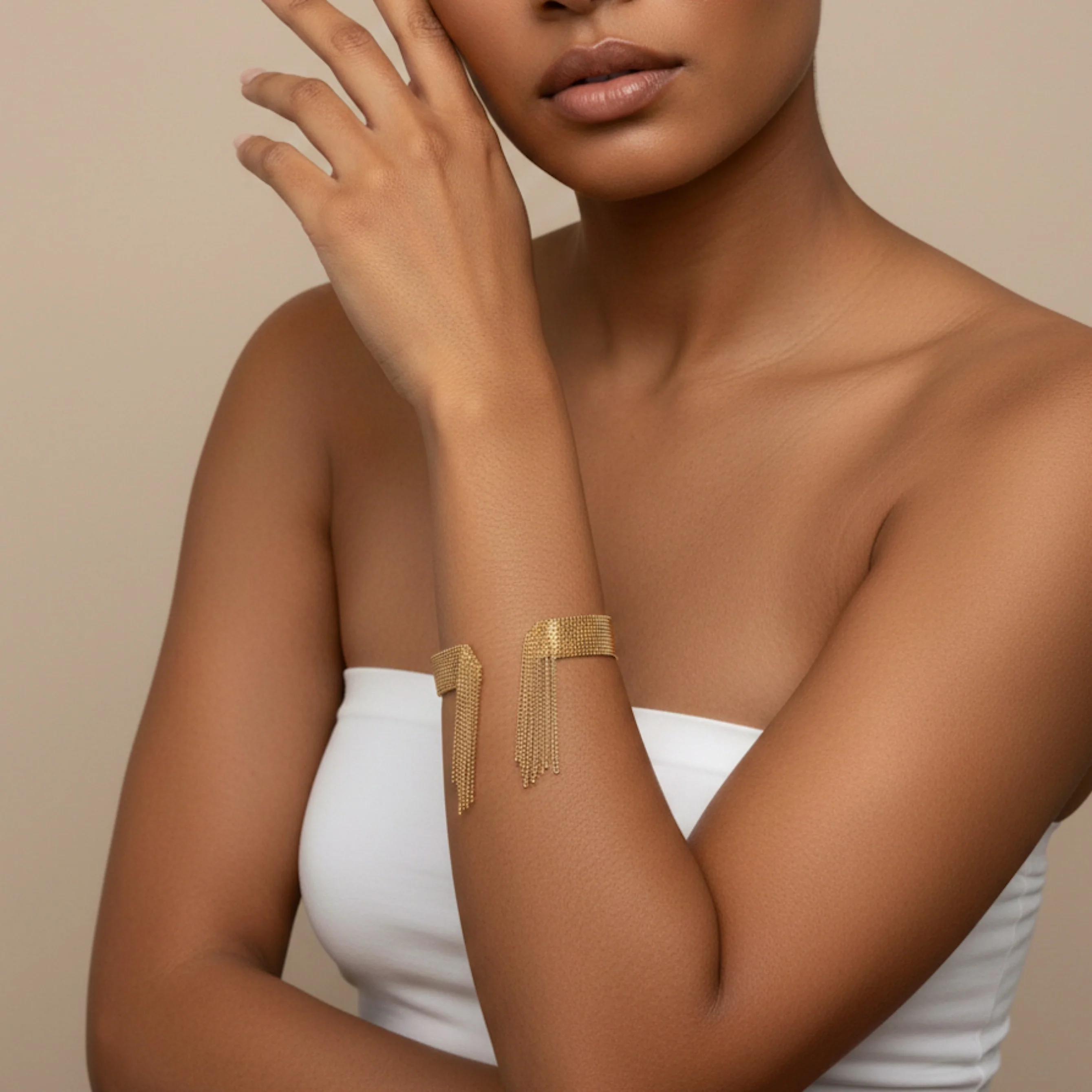 Beaded Fringe Statement Cuff Bracelet - Image 8