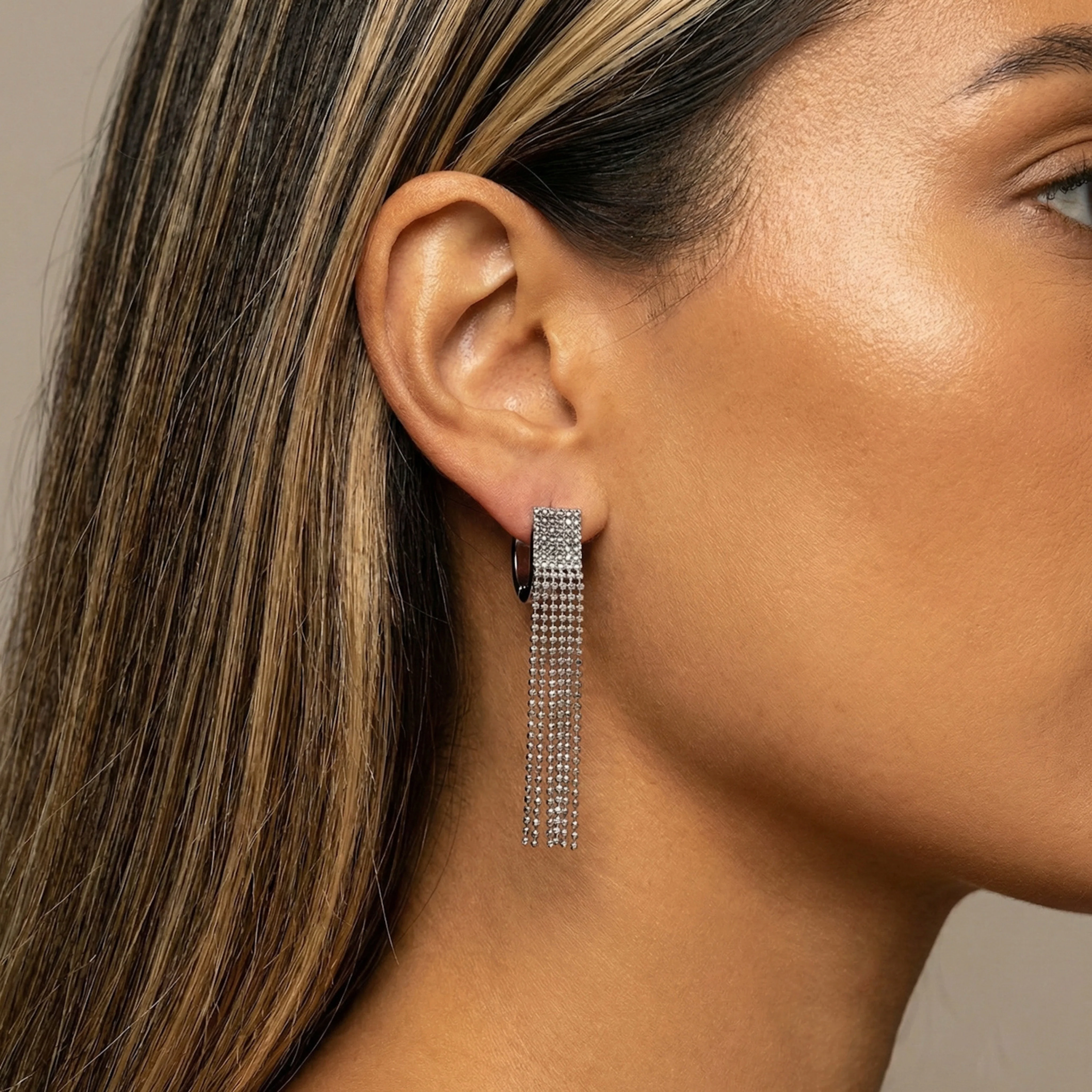 Beaded Fringe Statement Earrings