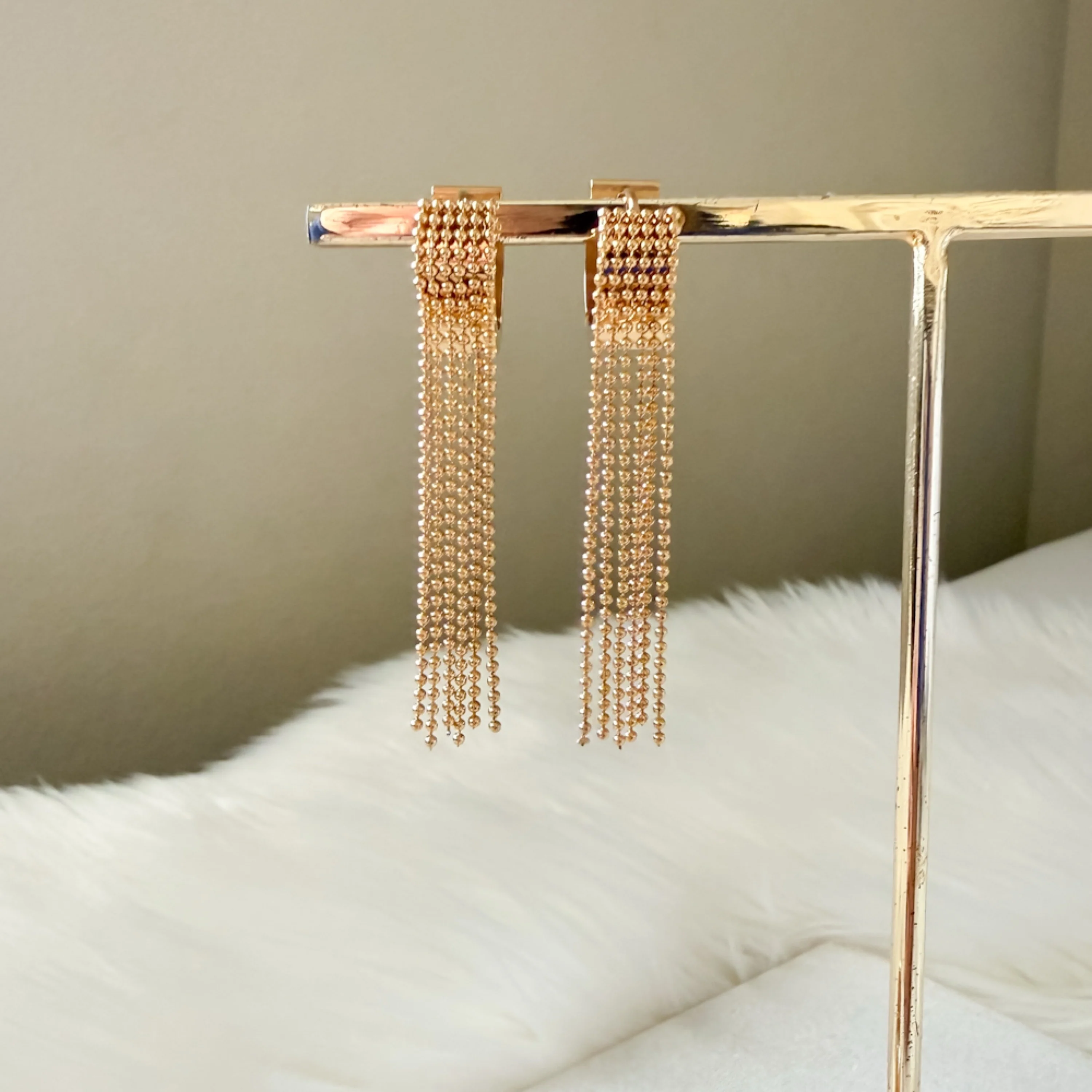 Beaded Fringe Statement Earrings - Image 6