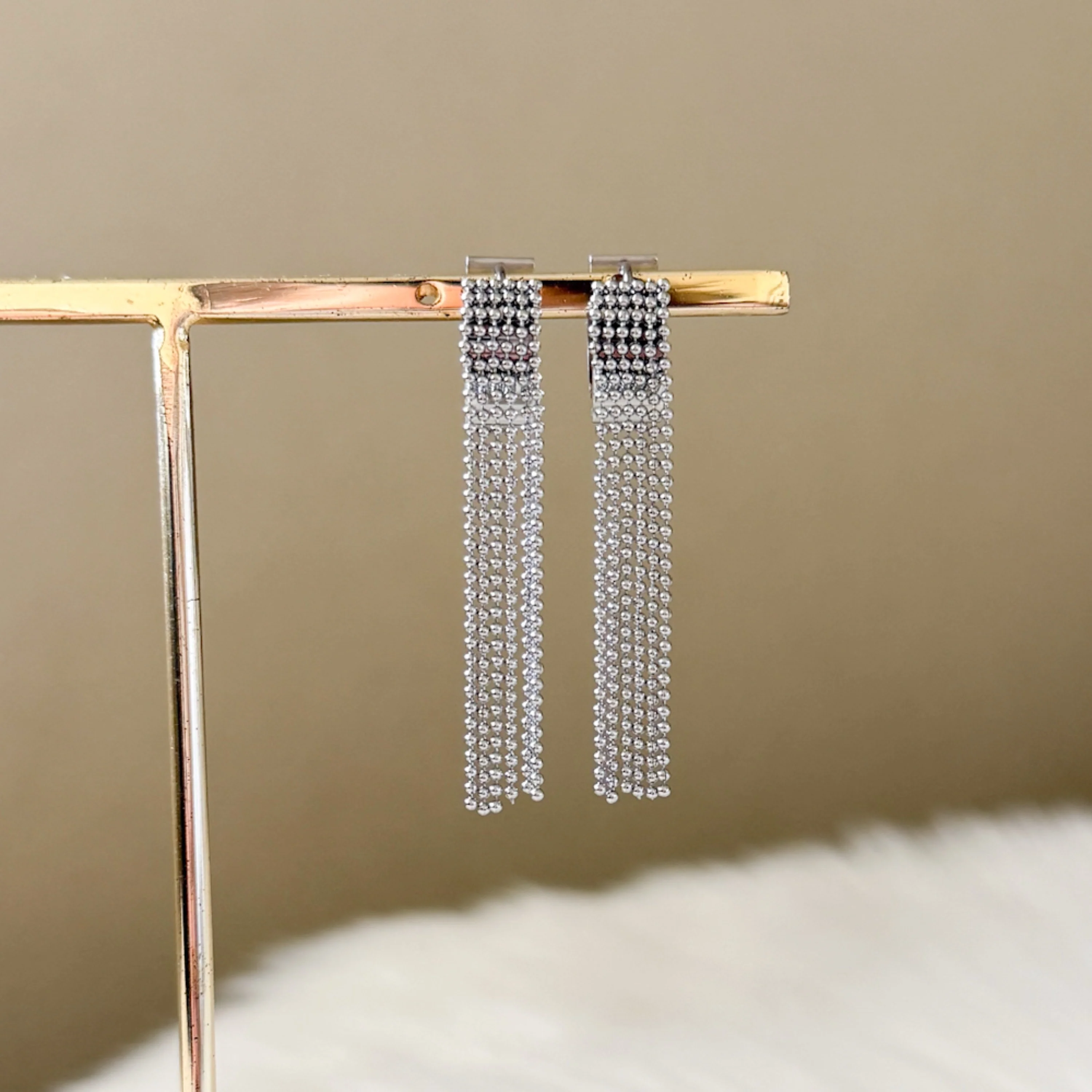 Beaded Fringe Statement Earrings - Image 7