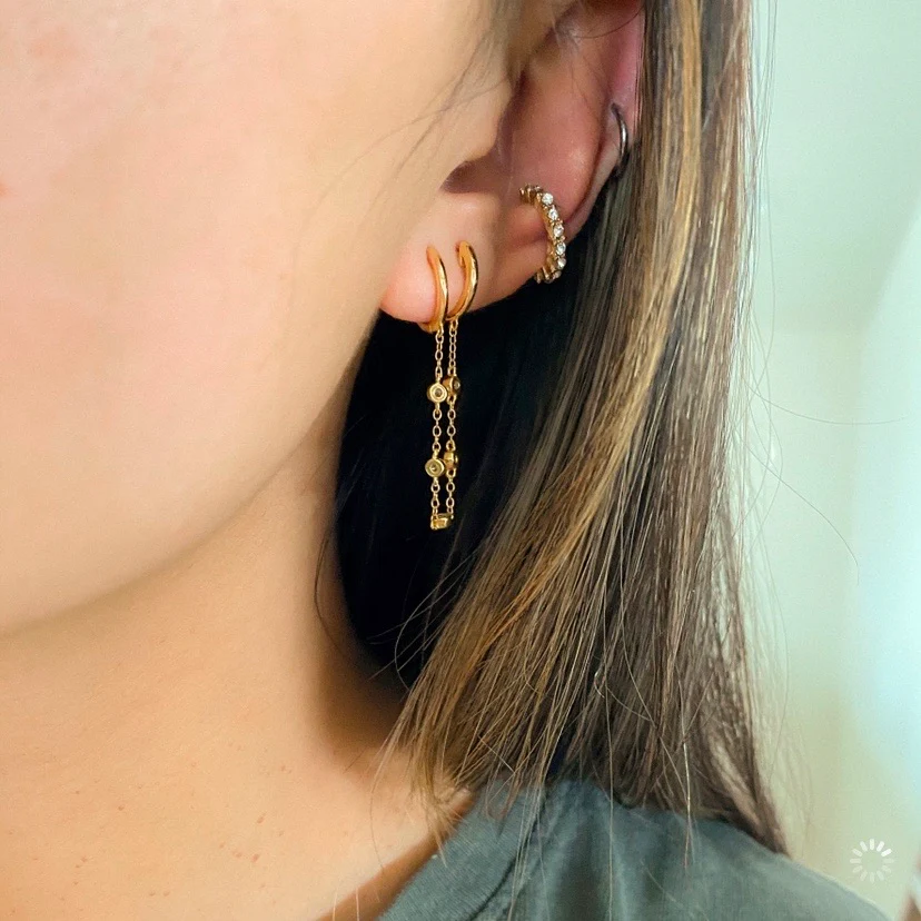 Bebe Bejeweled Chain Link Huggie Earring - LAST CHANCE! - Image 6