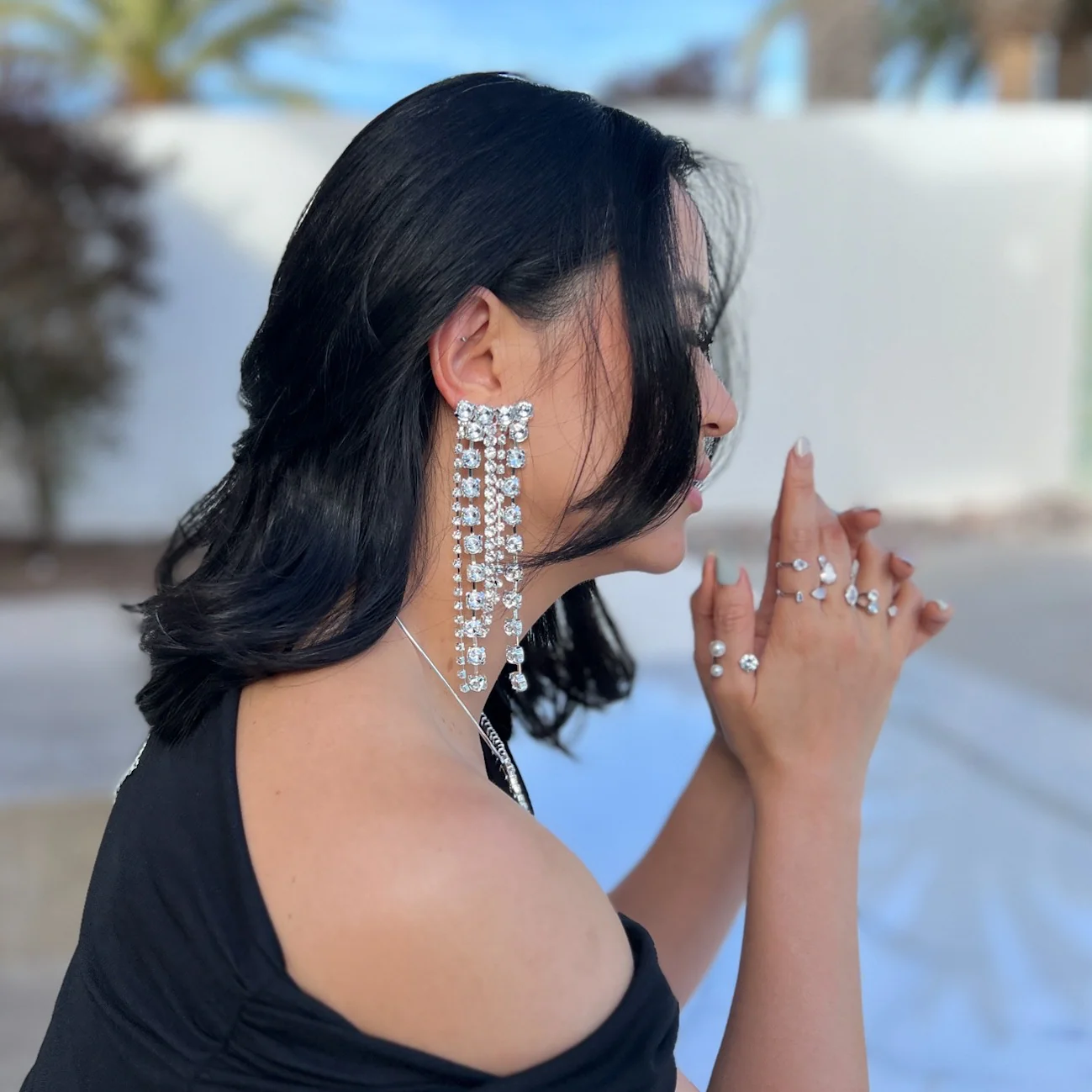 Boa Rhinestone Duster Earrings - Image 10
