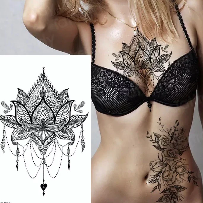 Bohemian Black Temporary Tattoos - 5 Designs - Image 2