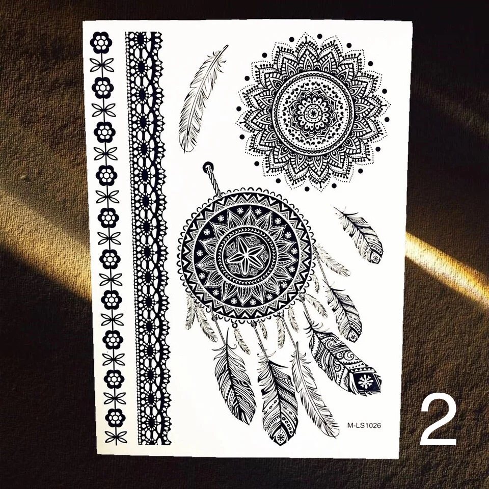 Bohemian Black Temporary Tattoos - 5 Designs - Image 3