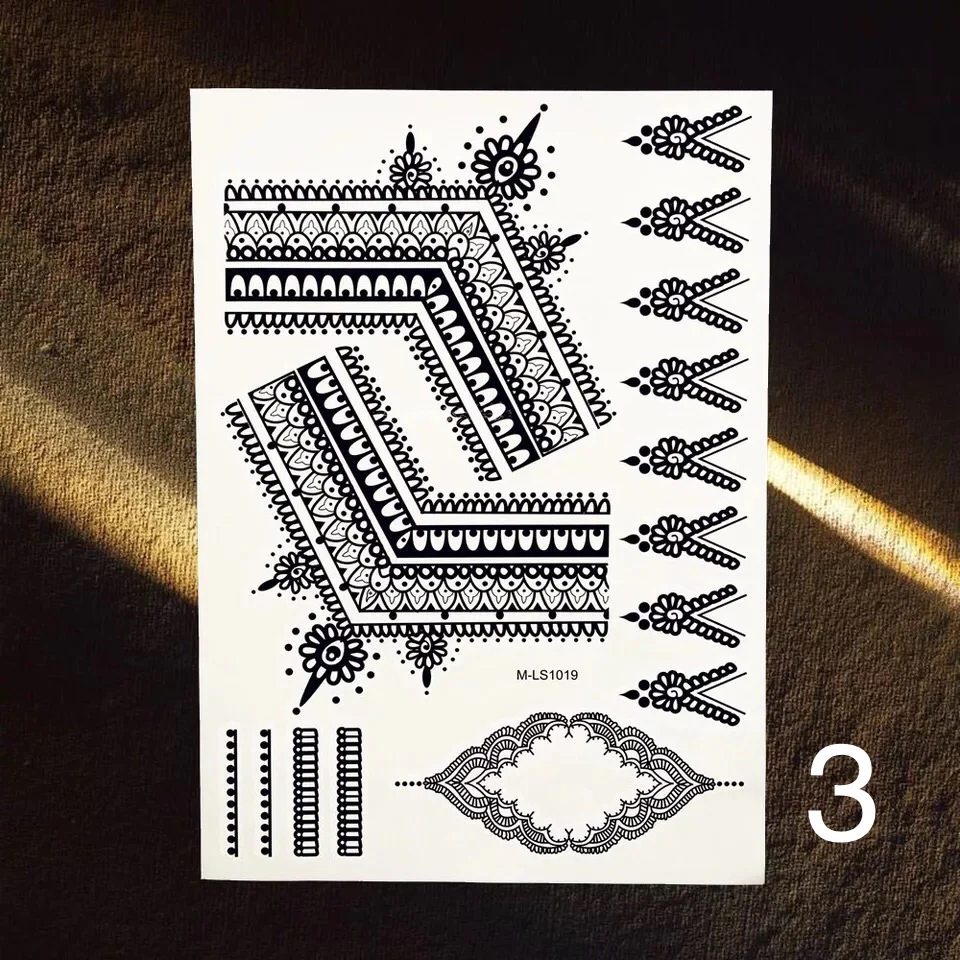 Bohemian Black Temporary Tattoos - 5 Designs - Image 4