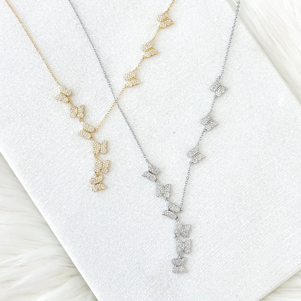 Cascading Butterflies Lariat Necklace - Image 2