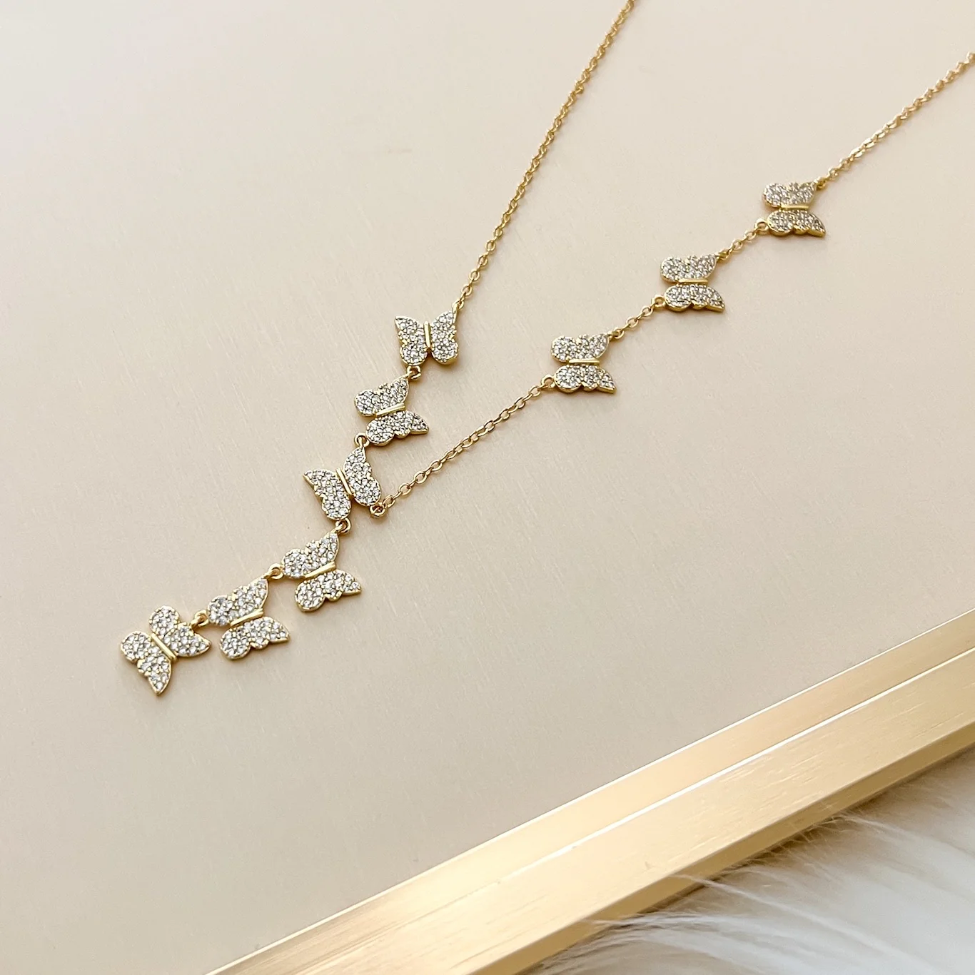Cascading Butterflies Lariat Necklace - Image 3