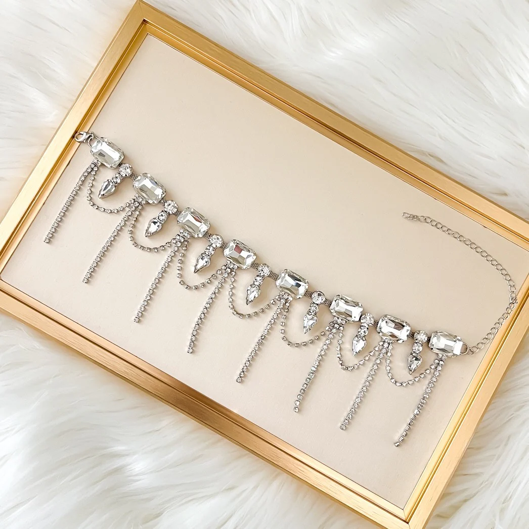 Chunky Geo Rhinestone Drop Necklace - Image 21