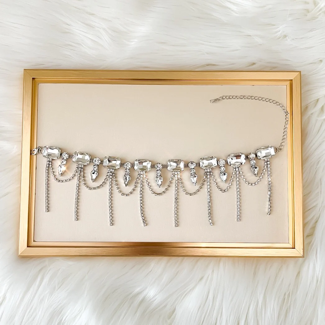 Chunky Geo Rhinestone Drop Necklace - Image 22