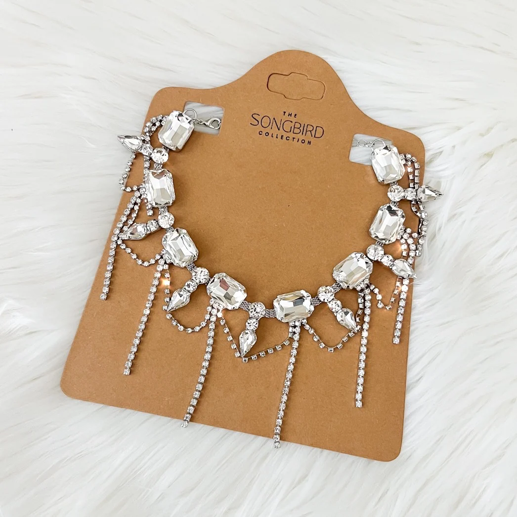Chunky Geo Rhinestone Drop Necklace - Image 9