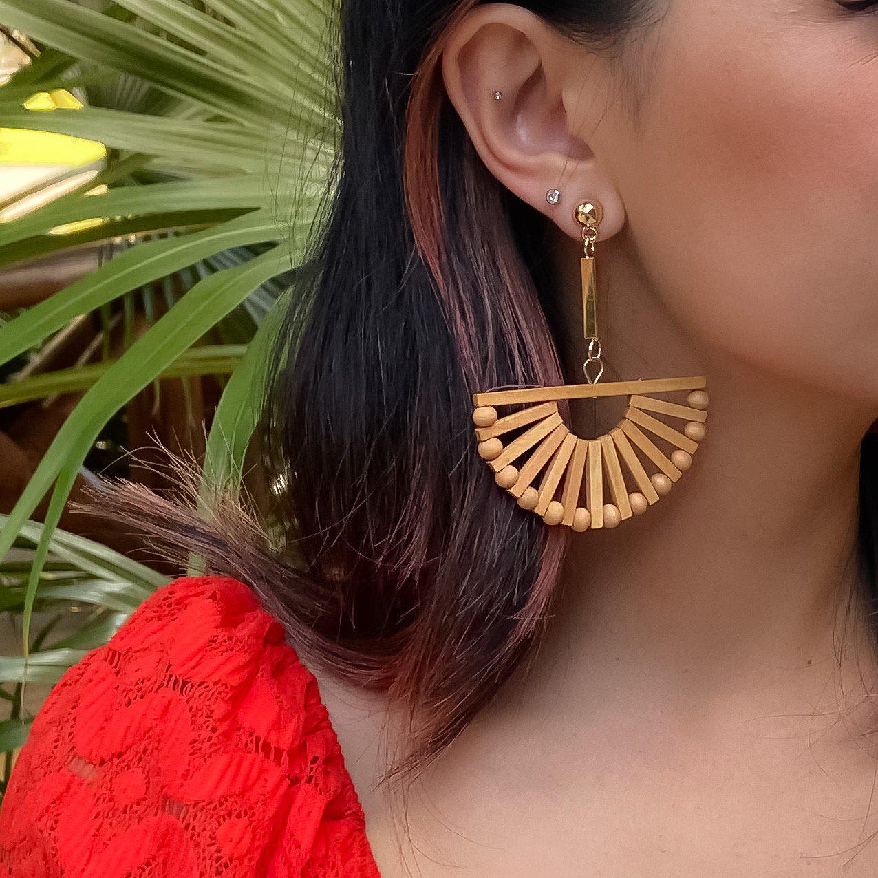 Costa Rica Wooden Statement Earrings - LAST CHANCE! - Image 3