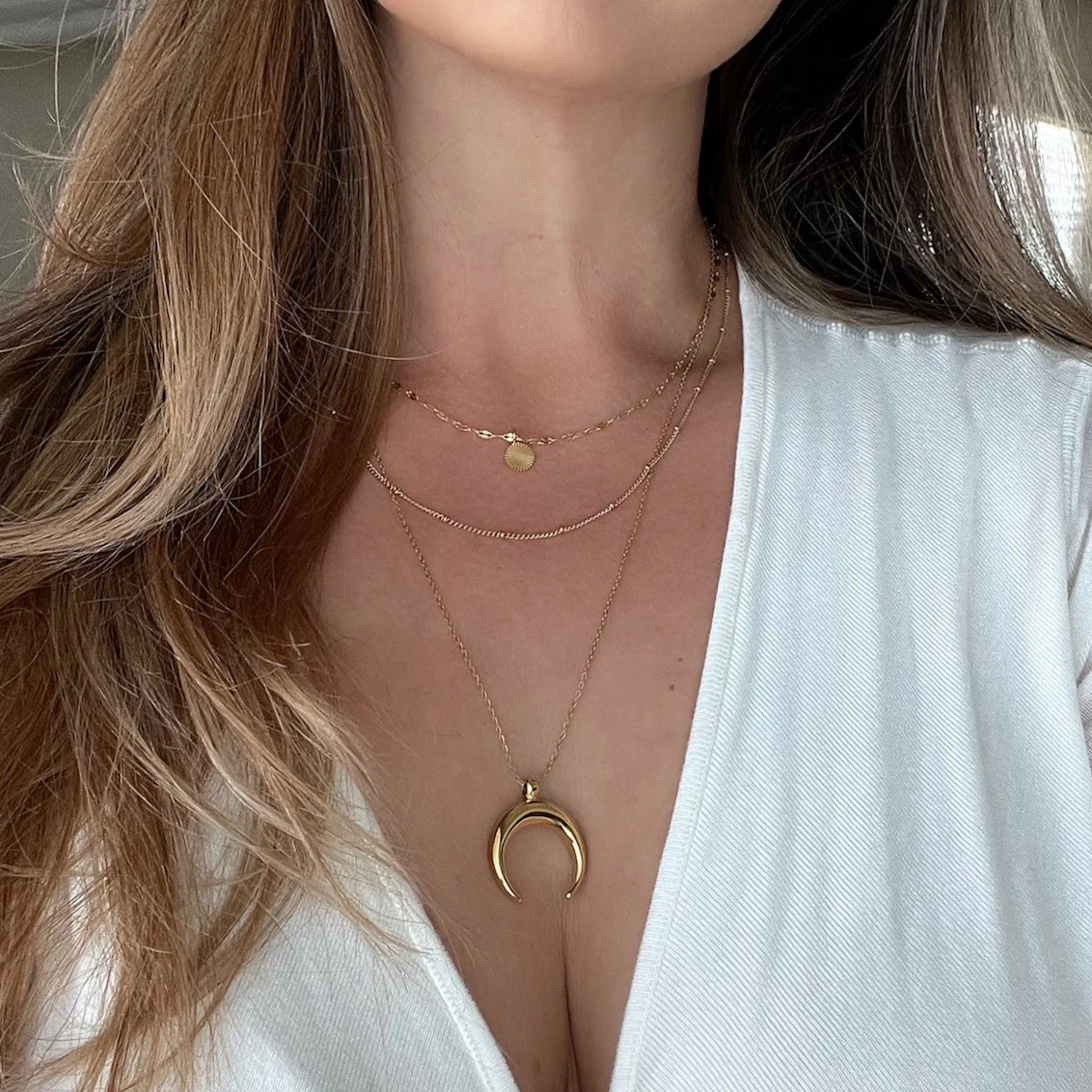 Crescent Moon Layered Necklace - Image 11