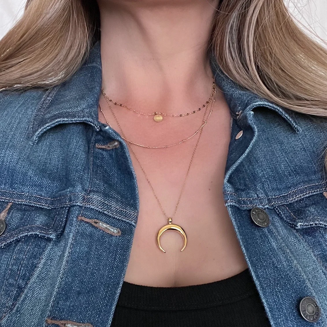 Crescent Moon Layered Necklace - Image 12
