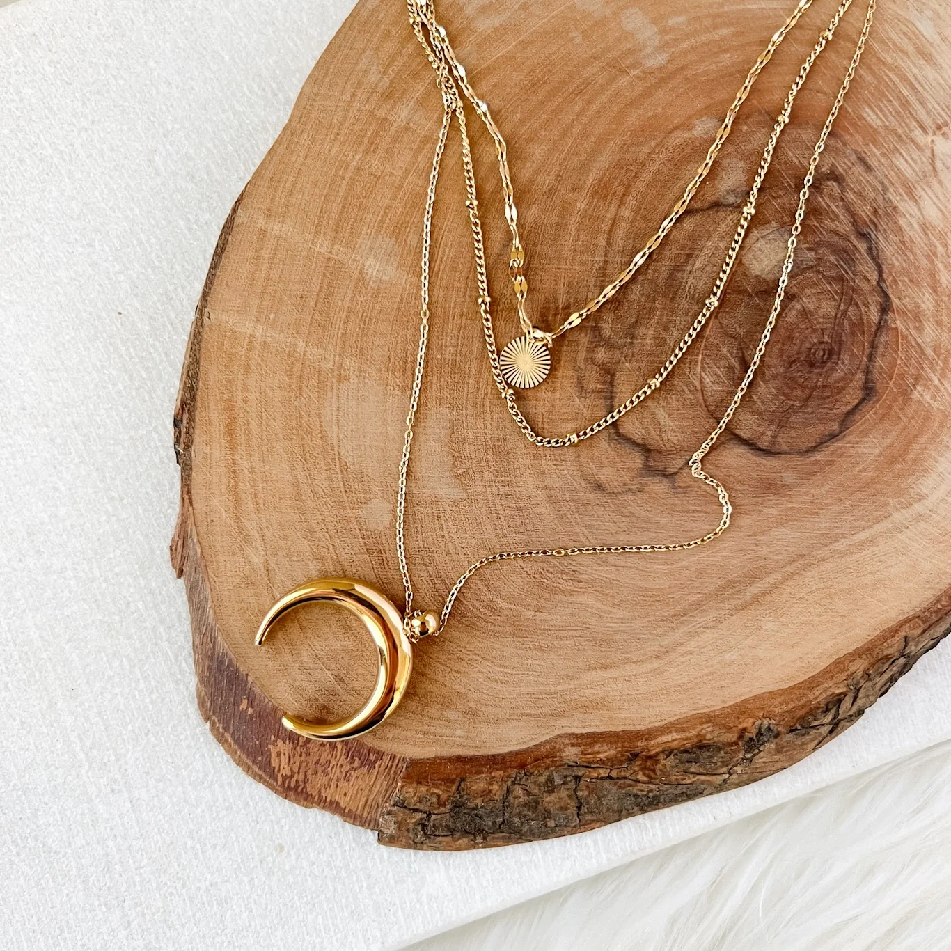 Crescent Moon Layered Necklace - Image 5