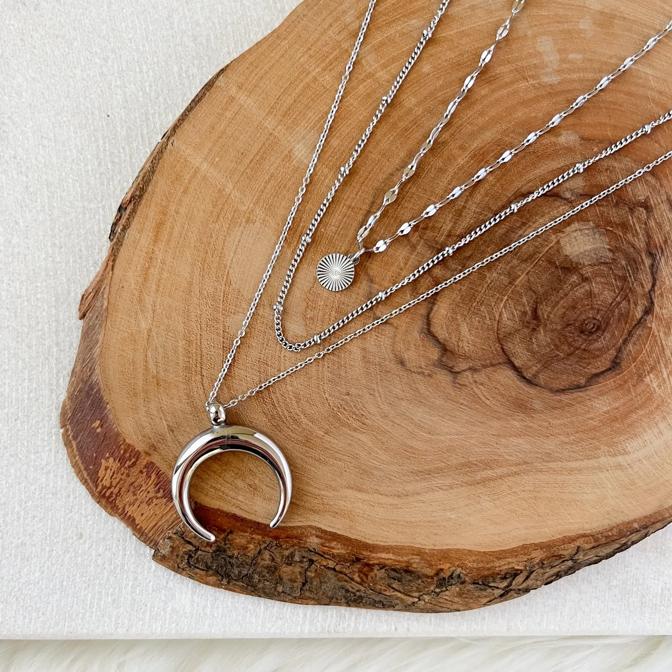 Crescent Moon Layered Necklace - Image 6
