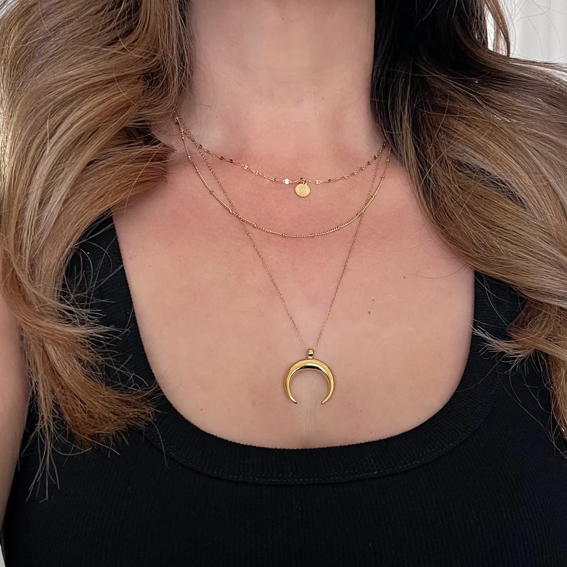 Crescent Moon Layered Necklace - Image 9