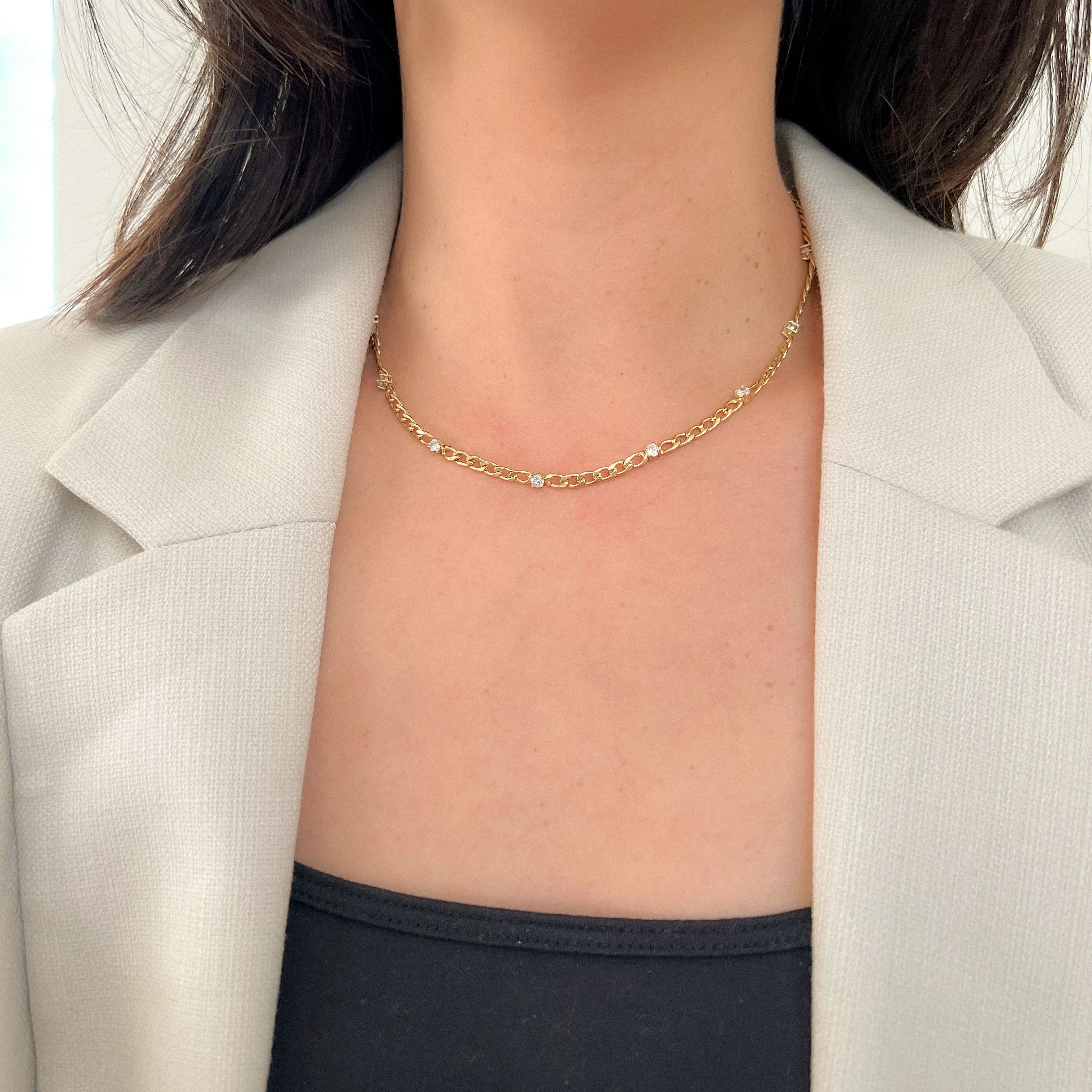 Elle Sparkle Studded Chain Necklace - LAST CHANCE! - Image 3