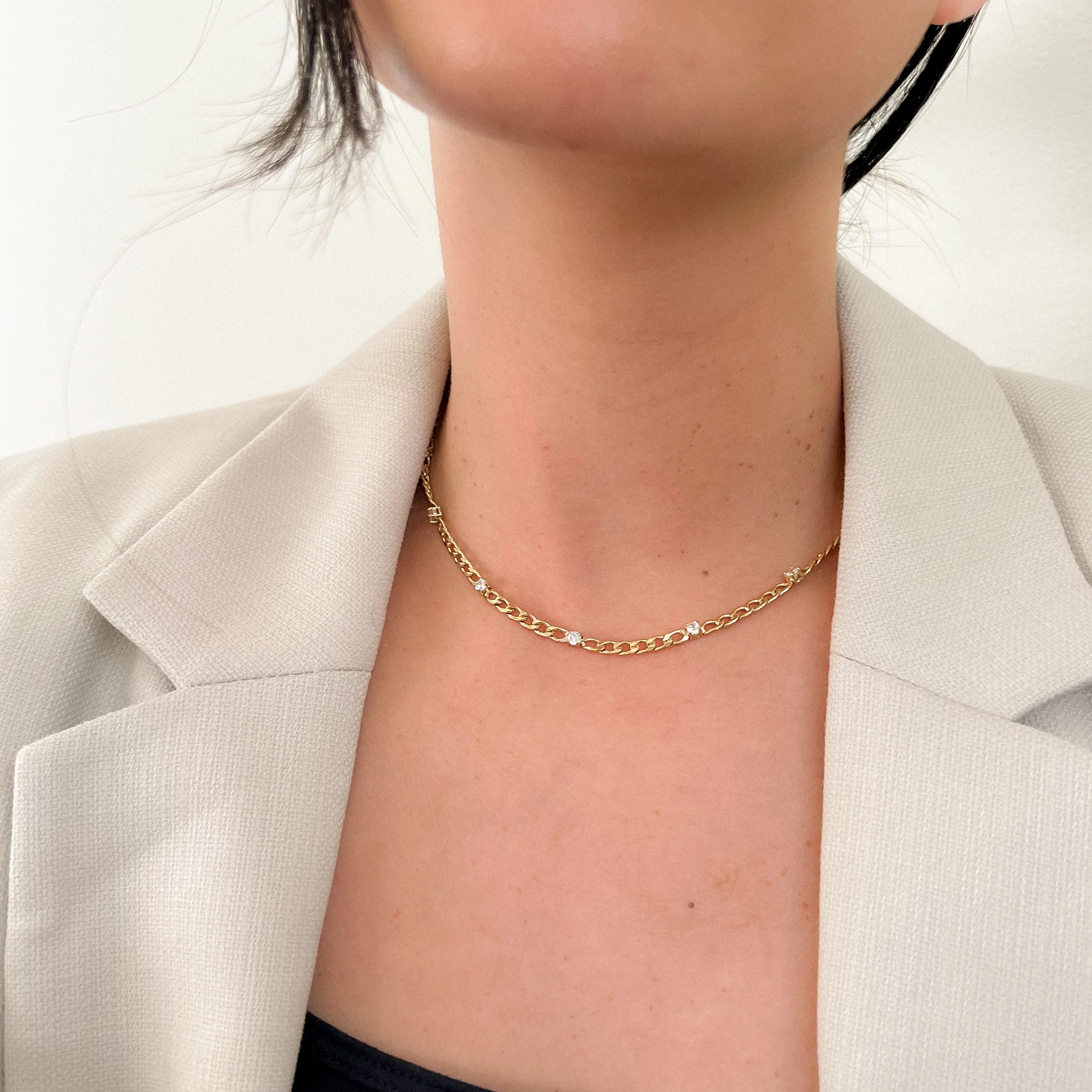 Elle Sparkle Studded Chain Necklace - LAST CHANCE! - Image 4
