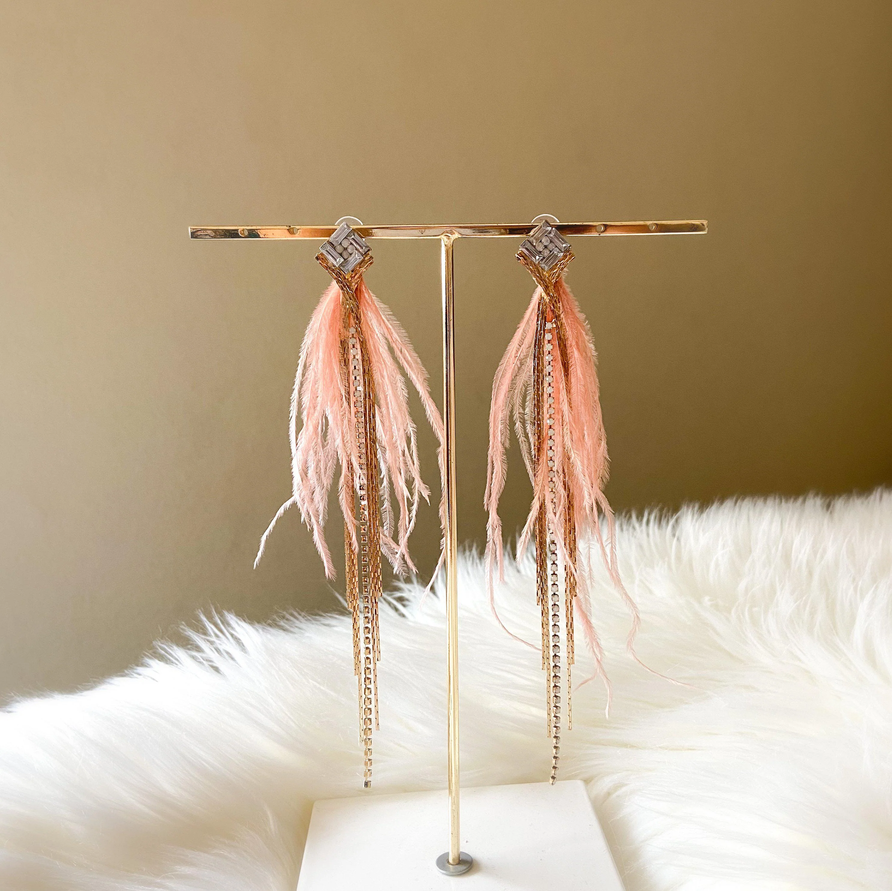 Feather & Rhinestone Duster Earrings - 2 Colors! - Image 13