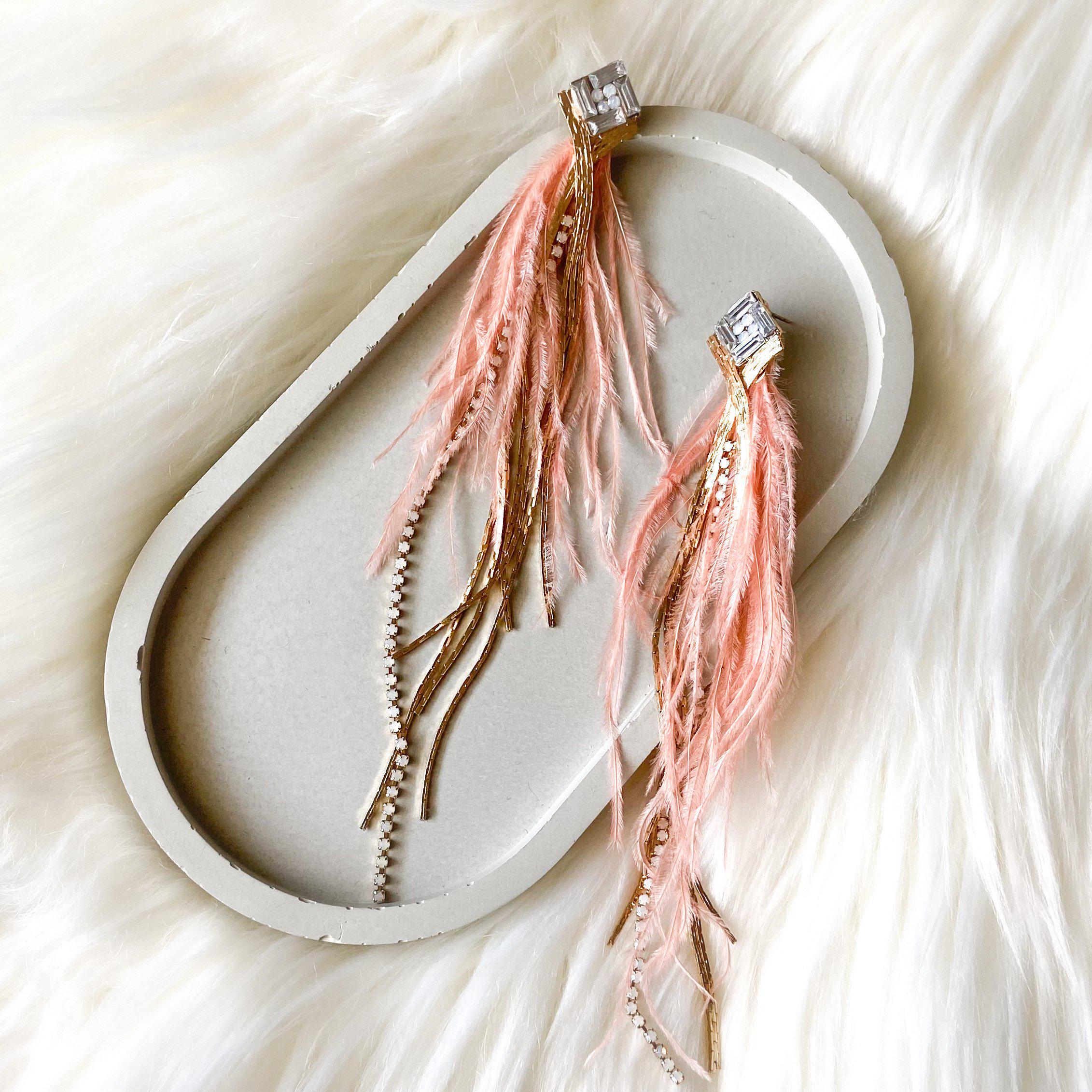 Feather & Rhinestone Duster Earrings - 2 Colors! - Image 14