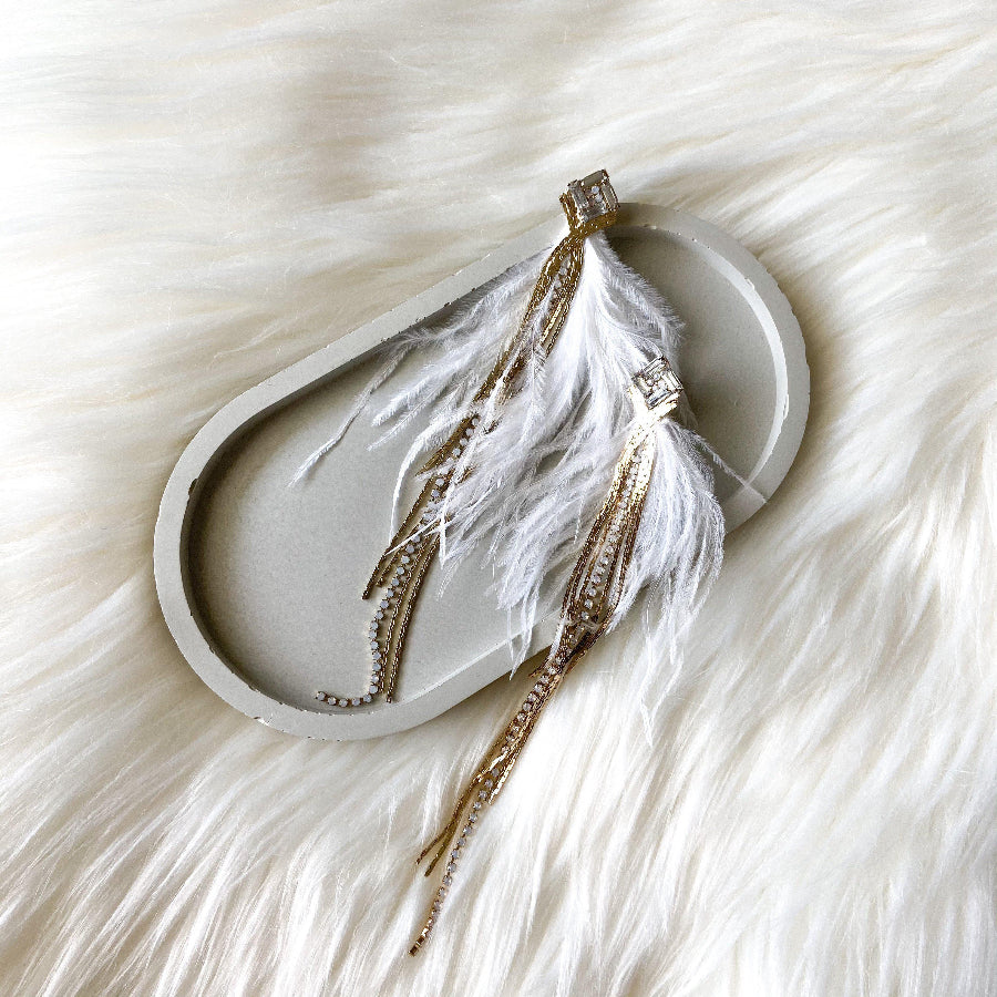 Feather & Rhinestone Duster Earrings - 2 Colors! - Image 4