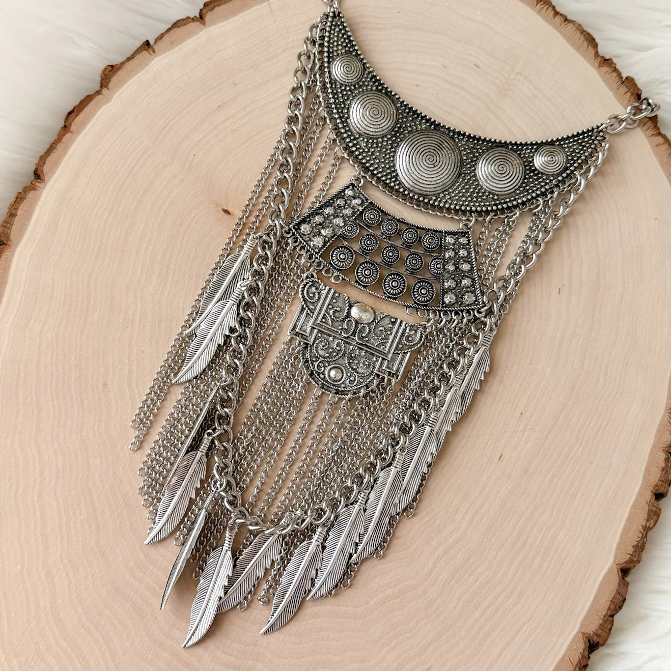 Feathers and Chains Statement Necklace - Image 13