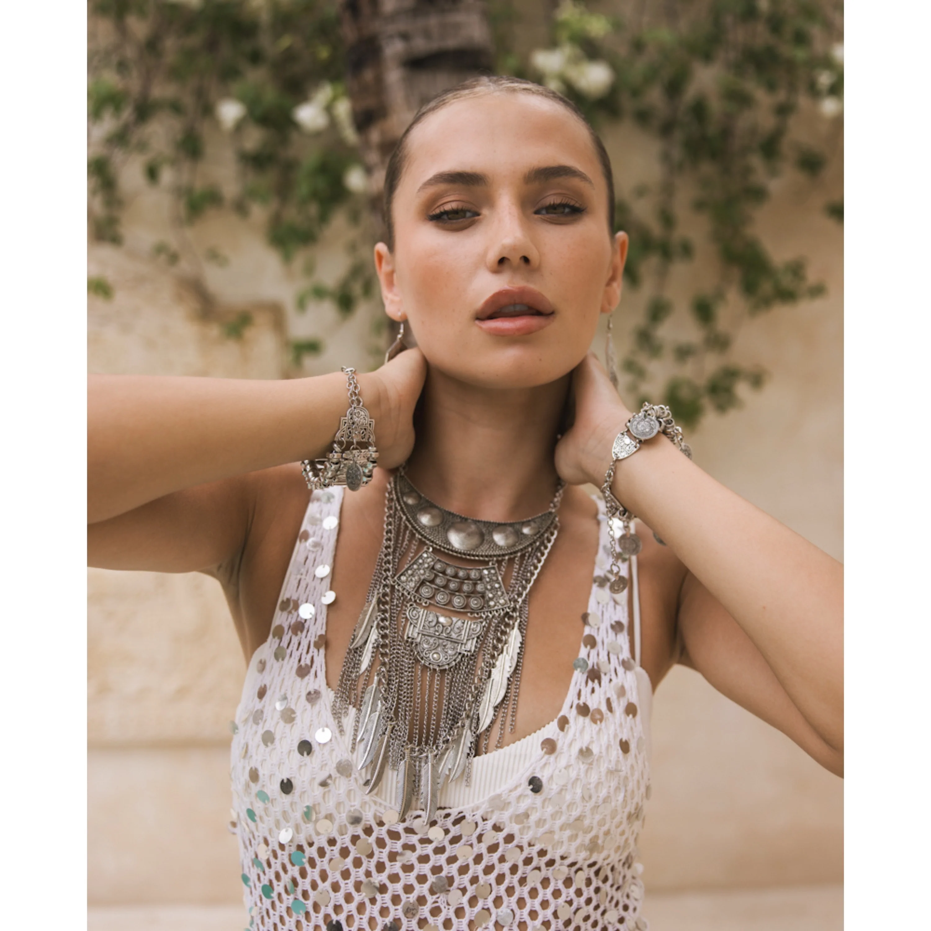 Feathers and Chains Statement Necklace - Image 6