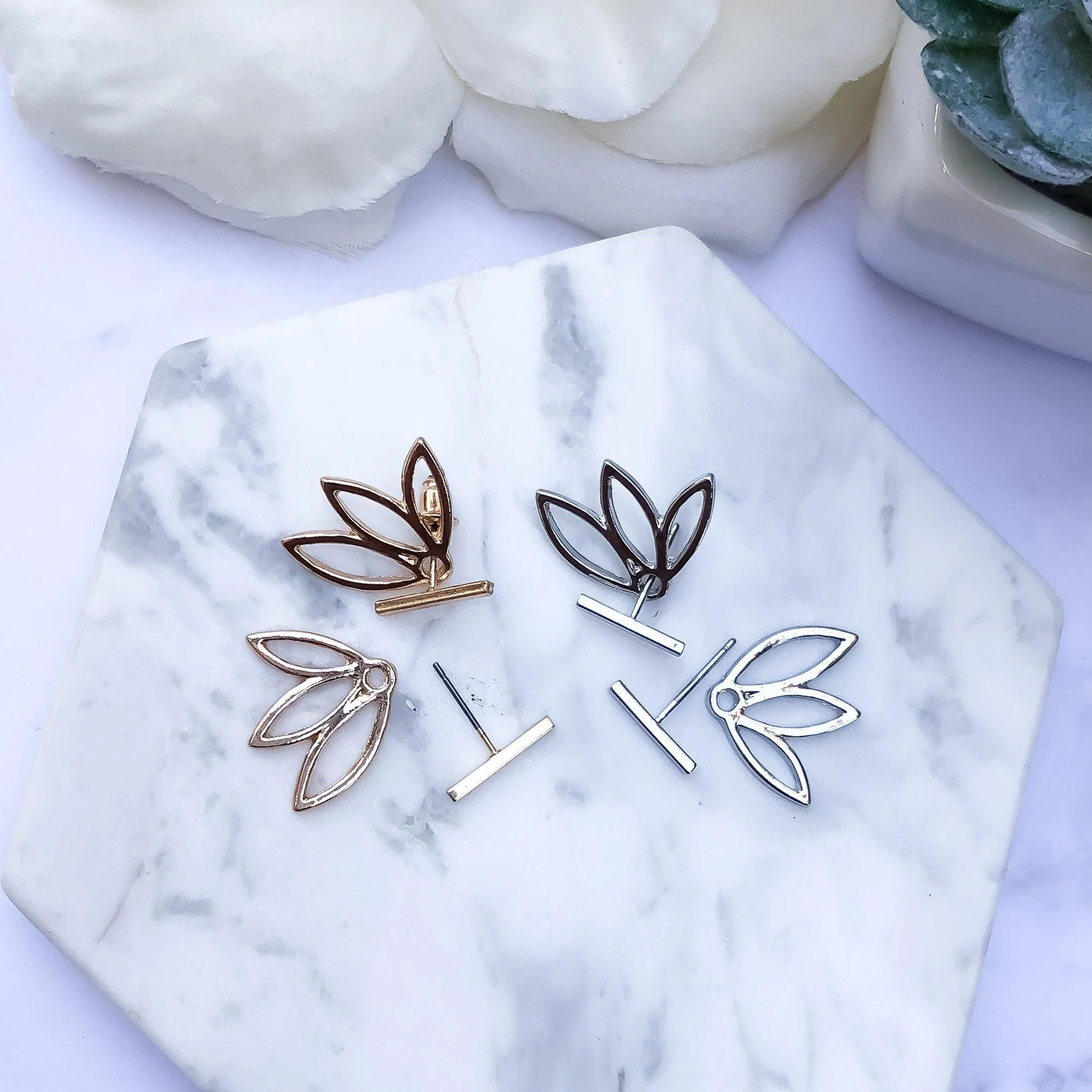 Flower Back Ear Jacket Earrings - LAST CHANCE! - Image 12