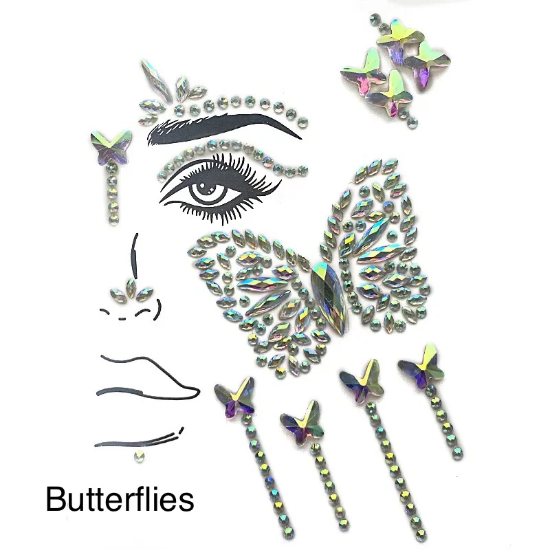 Flower Child Butterflies Face & Body Jewels - Image 4