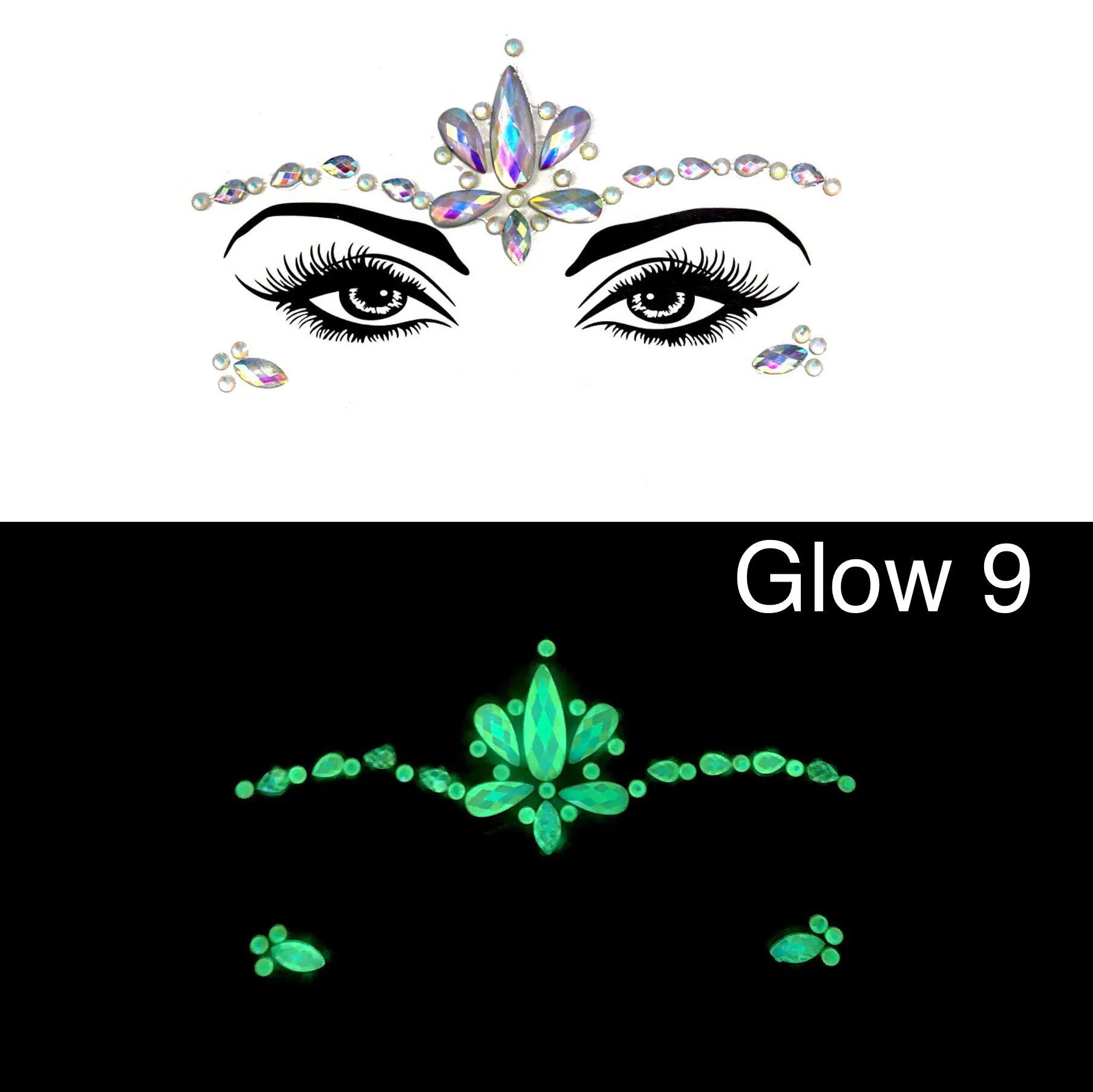 Glow in the Dark Face Gems - 14 Designs - Image 12