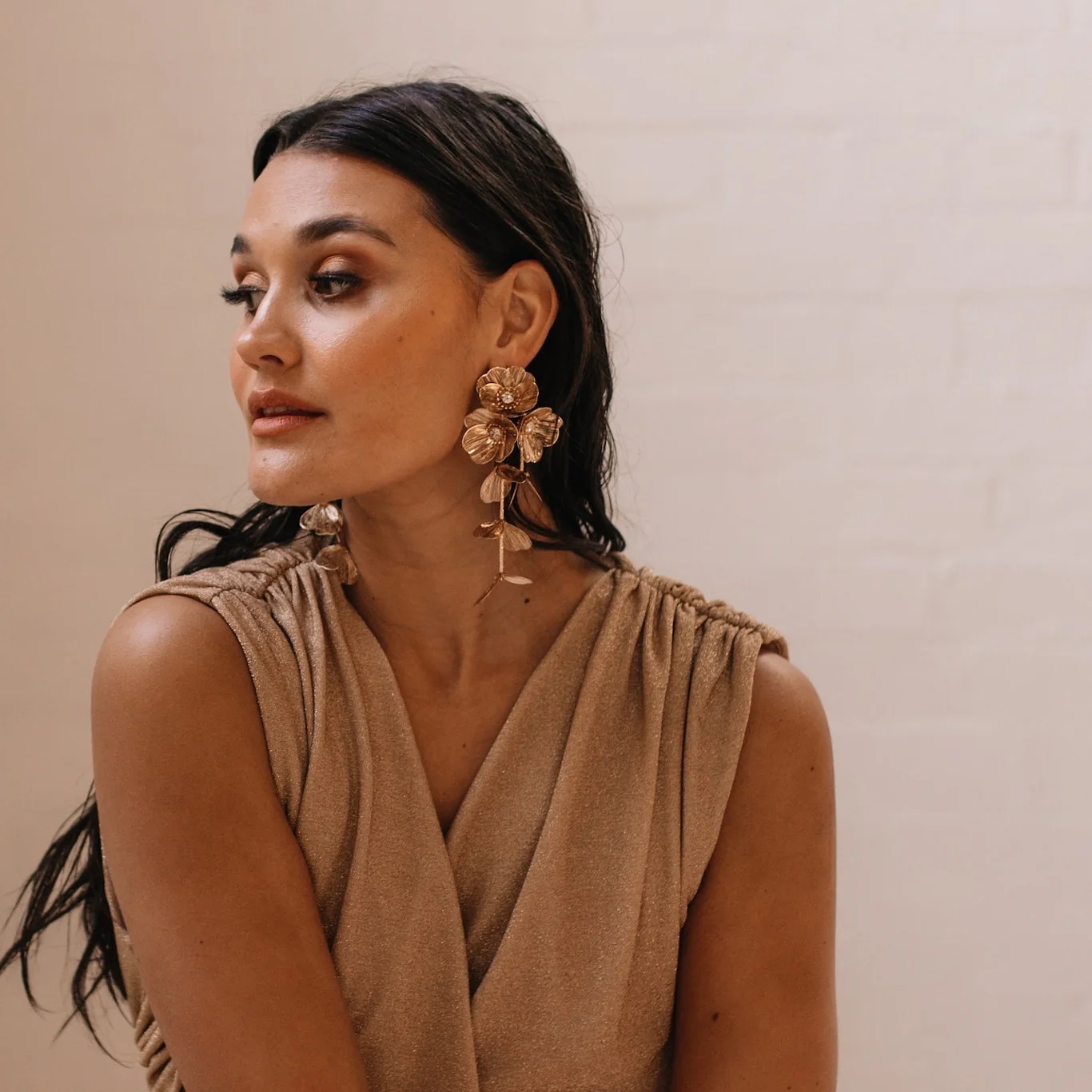 Golden Floral Statement Earrings - LAST CHANCE! - Image 12