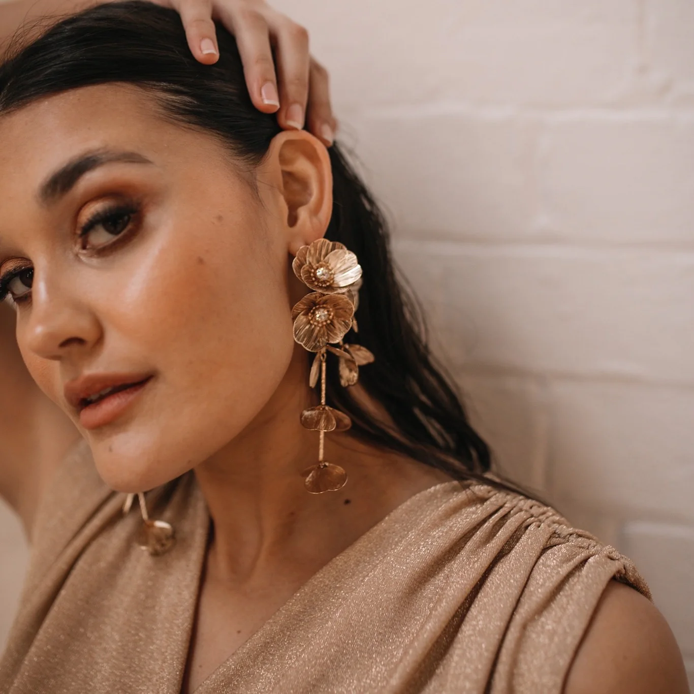 Golden Floral Statement Earrings - LAST CHANCE! - Image 14