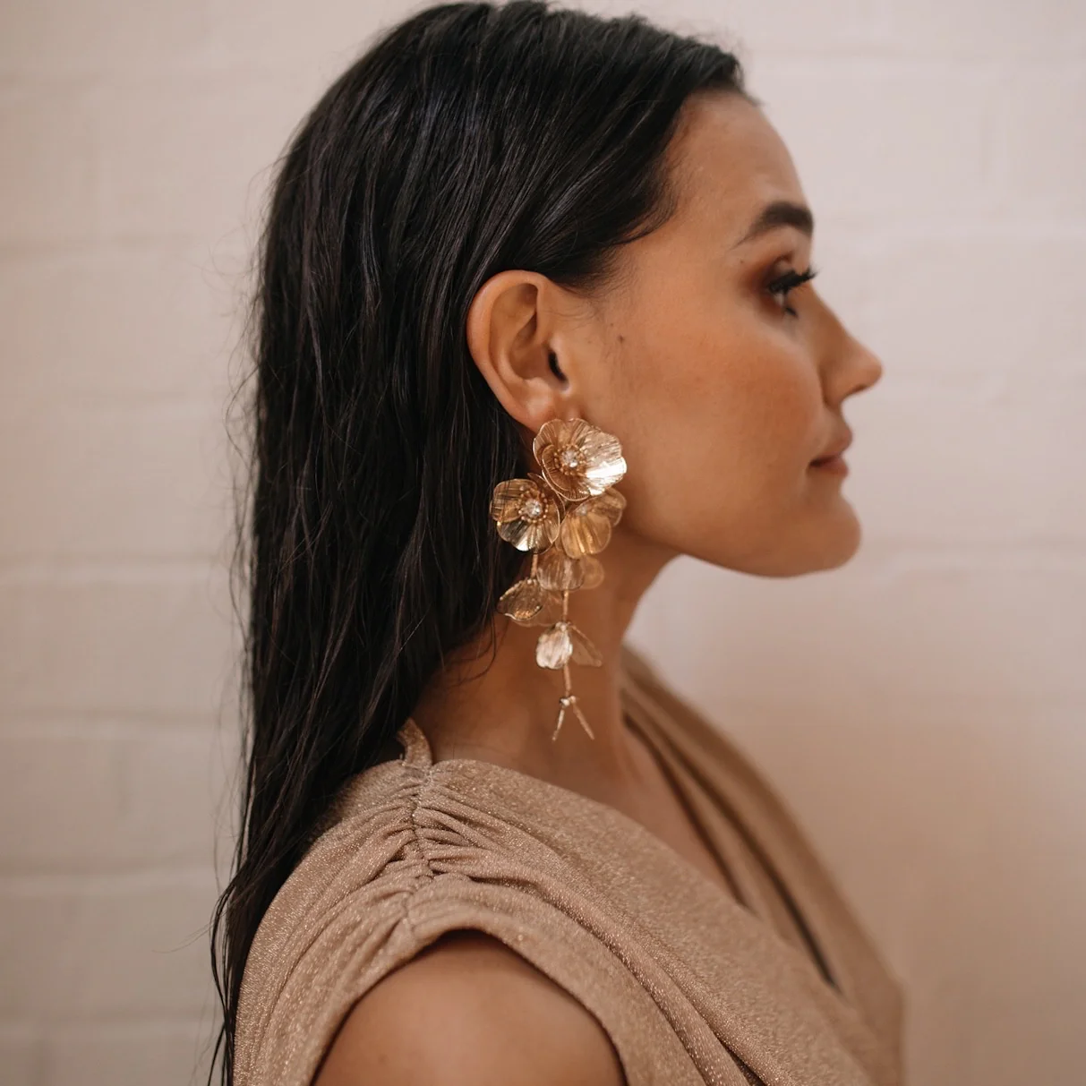 Golden Floral Statement Earrings - LAST CHANCE! - Image 15