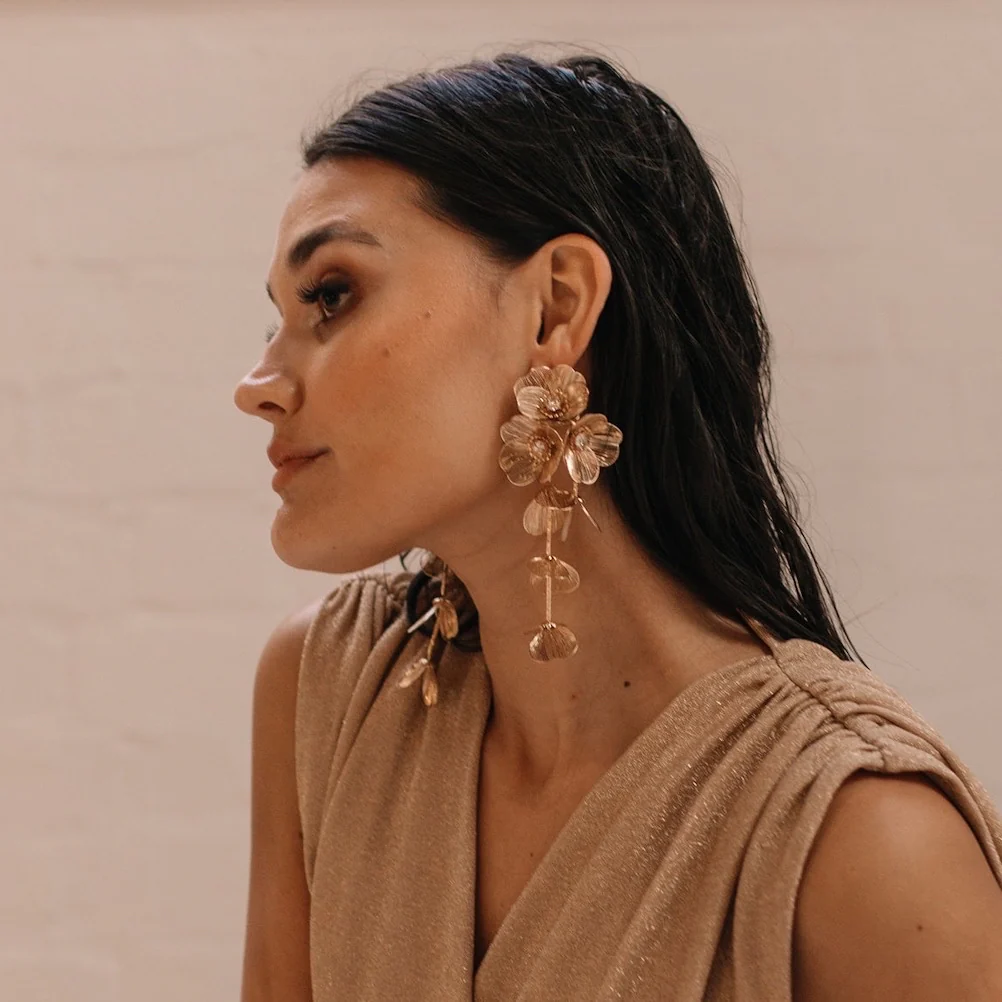 Golden Floral Statement Earrings - LAST CHANCE! - Image 19