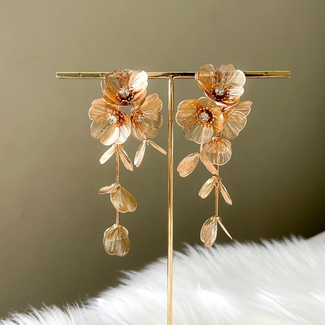 Golden Floral Statement Earrings - LAST CHANCE! - Image 27