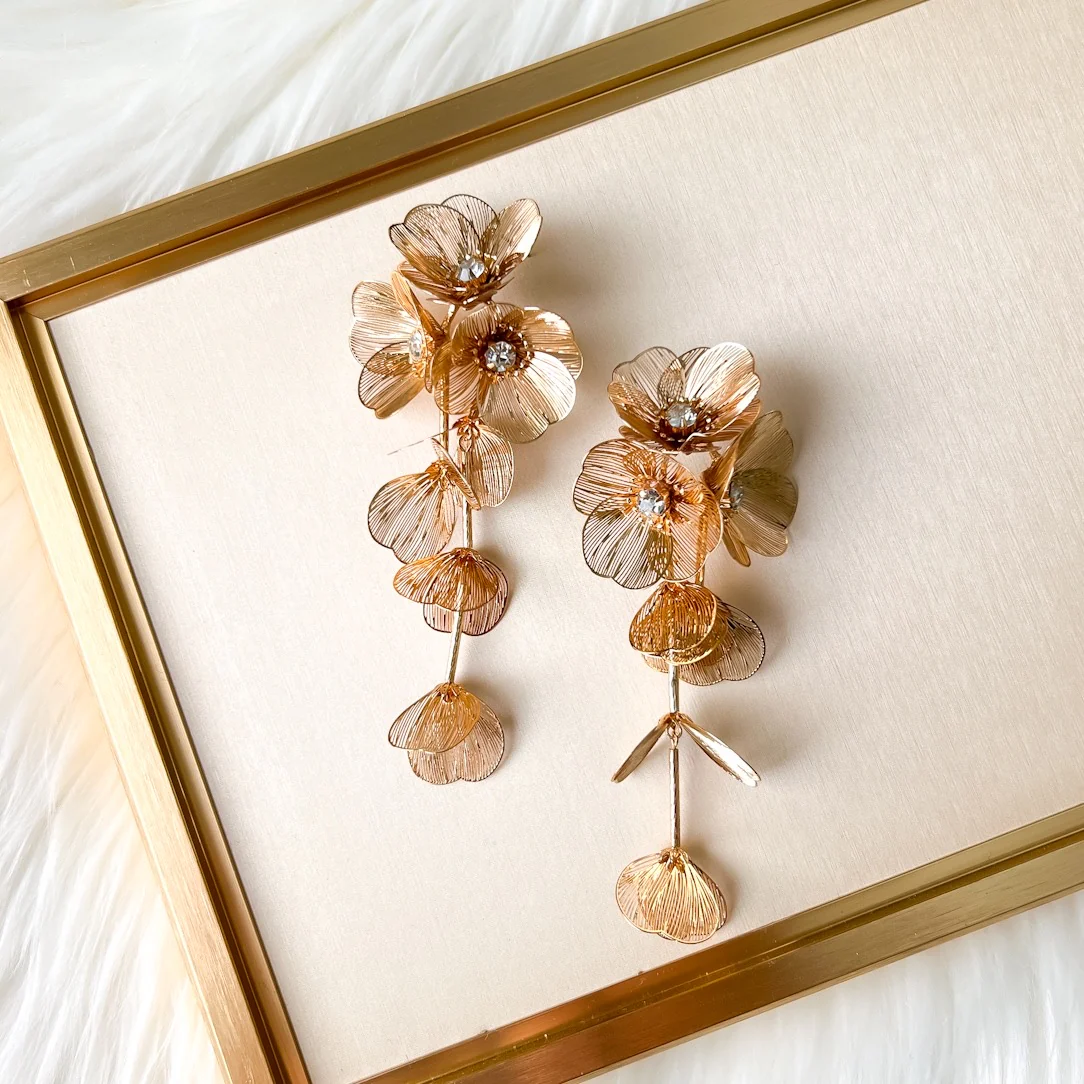 Golden Floral Statement Earrings - LAST CHANCE! - Image 34