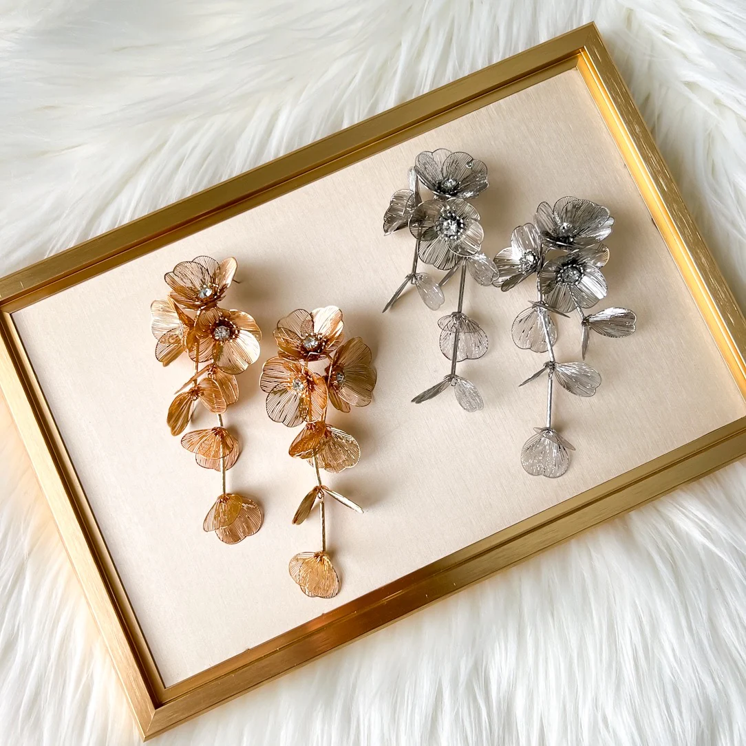Golden Floral Statement Earrings - LAST CHANCE! - Image 35