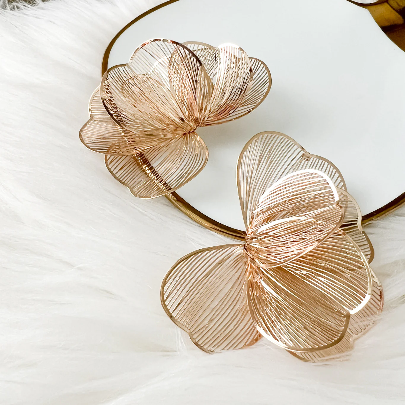 Golden Petal Drops Earrings - Image 12