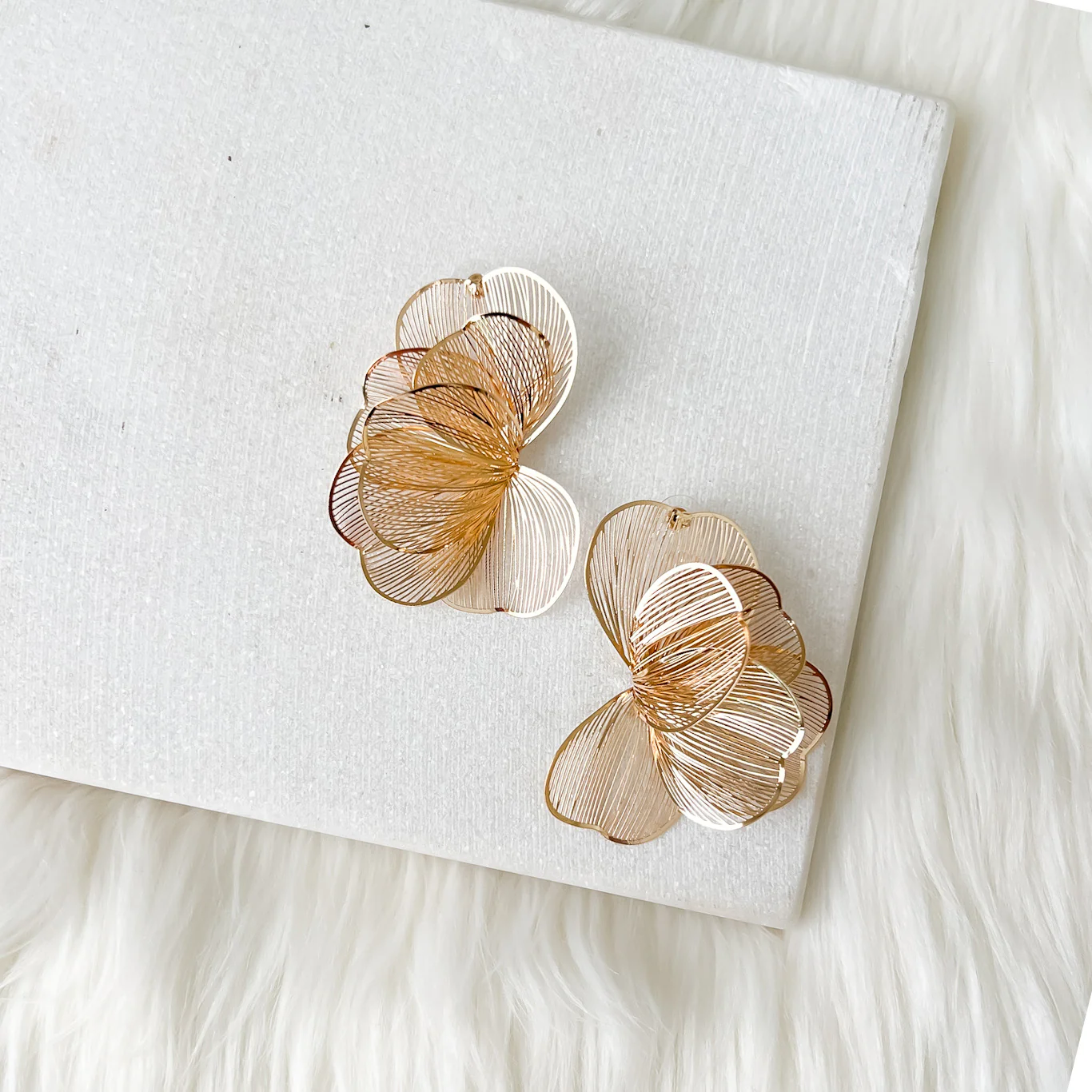 Golden Petal Drops Earrings - Image 19