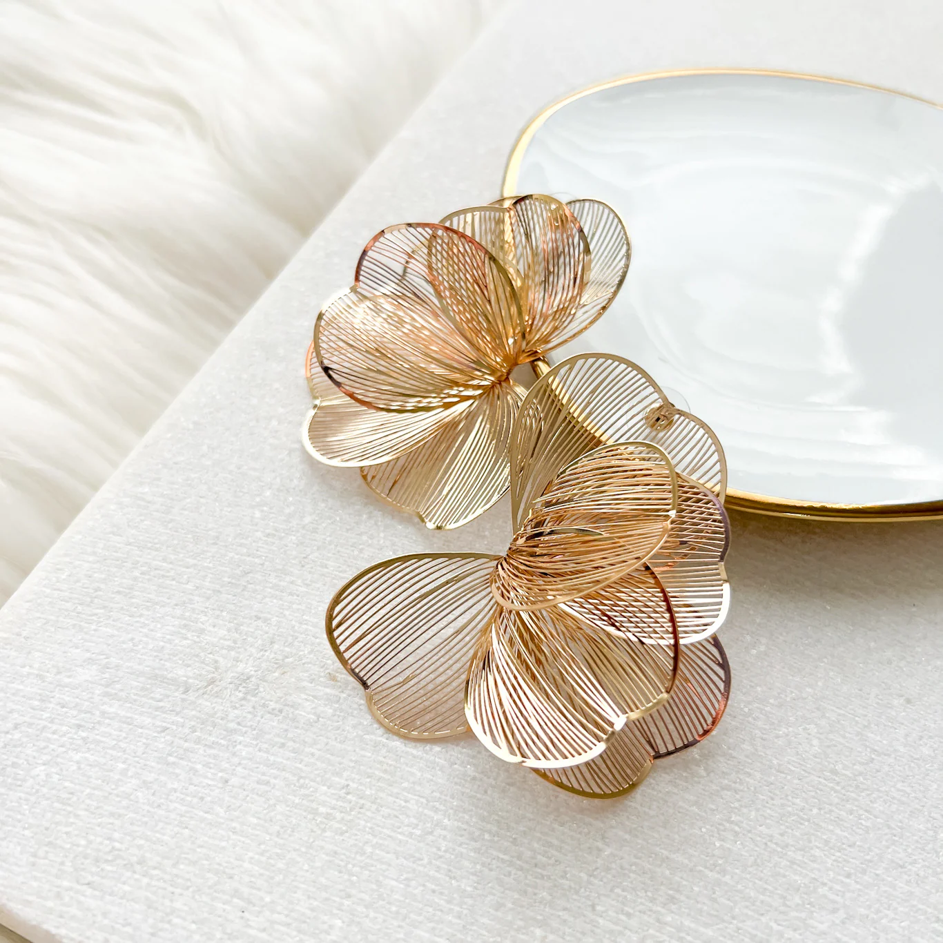 Golden Petal Drops Earrings - Image 20