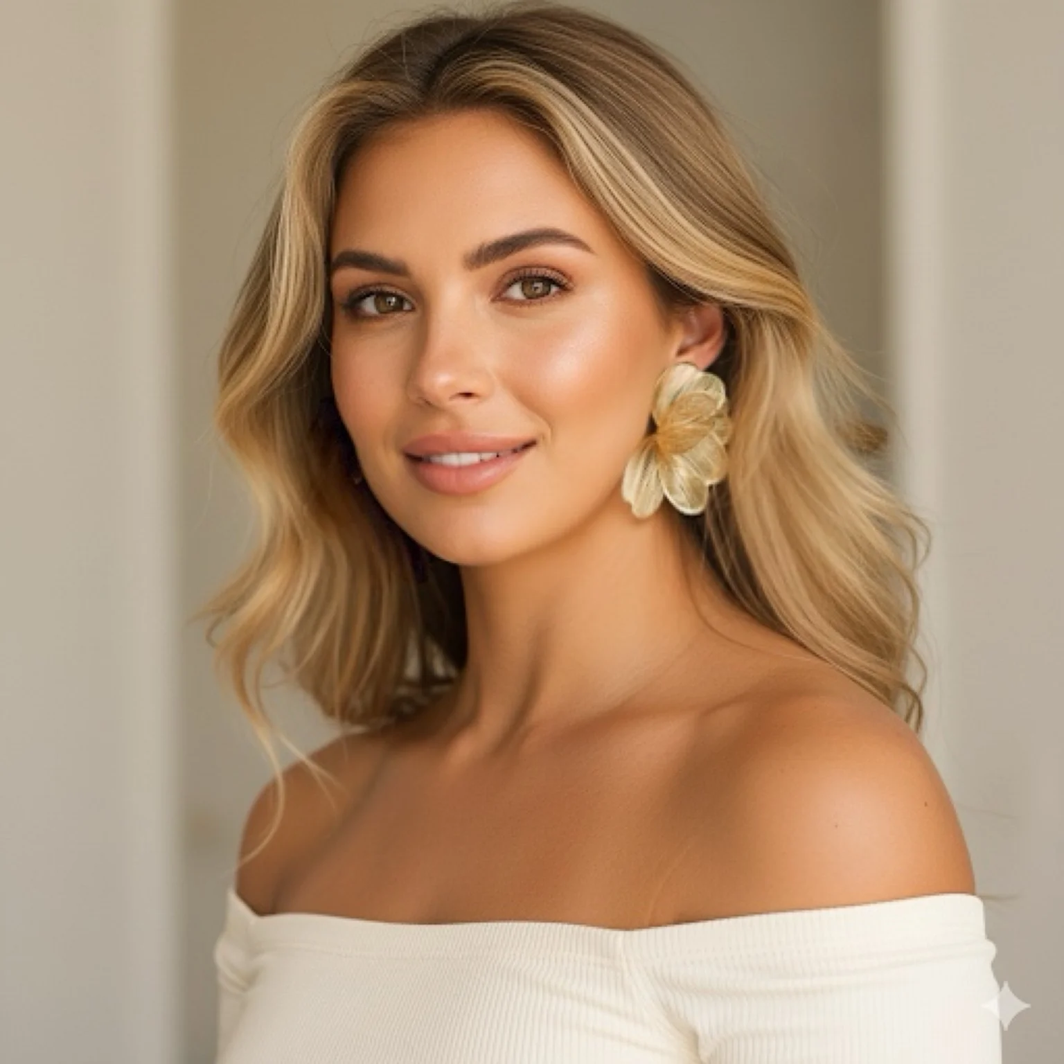 Golden Petal Drops Earrings - Image 7
