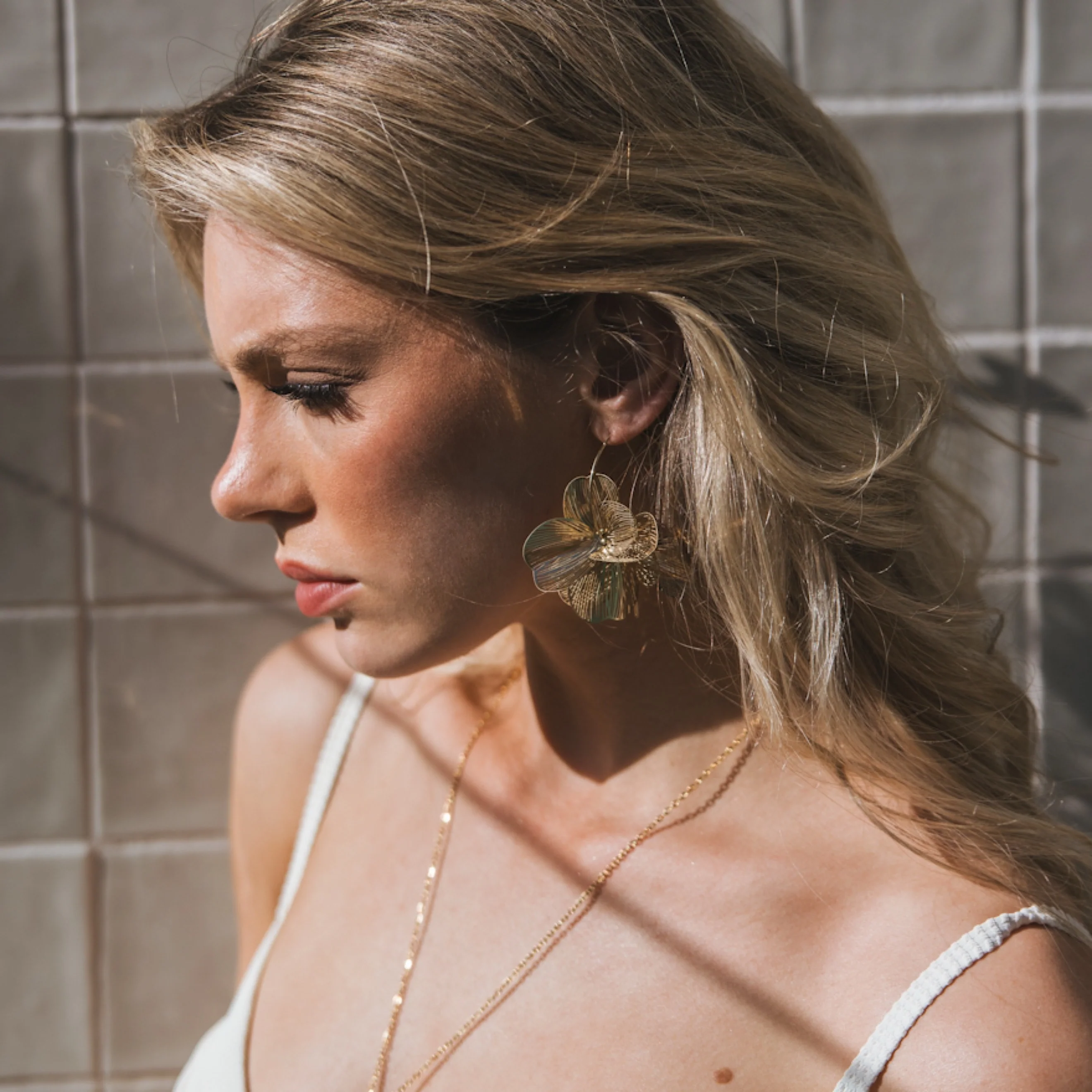 Golden Petals Statement Hoop Earrings - Image 10