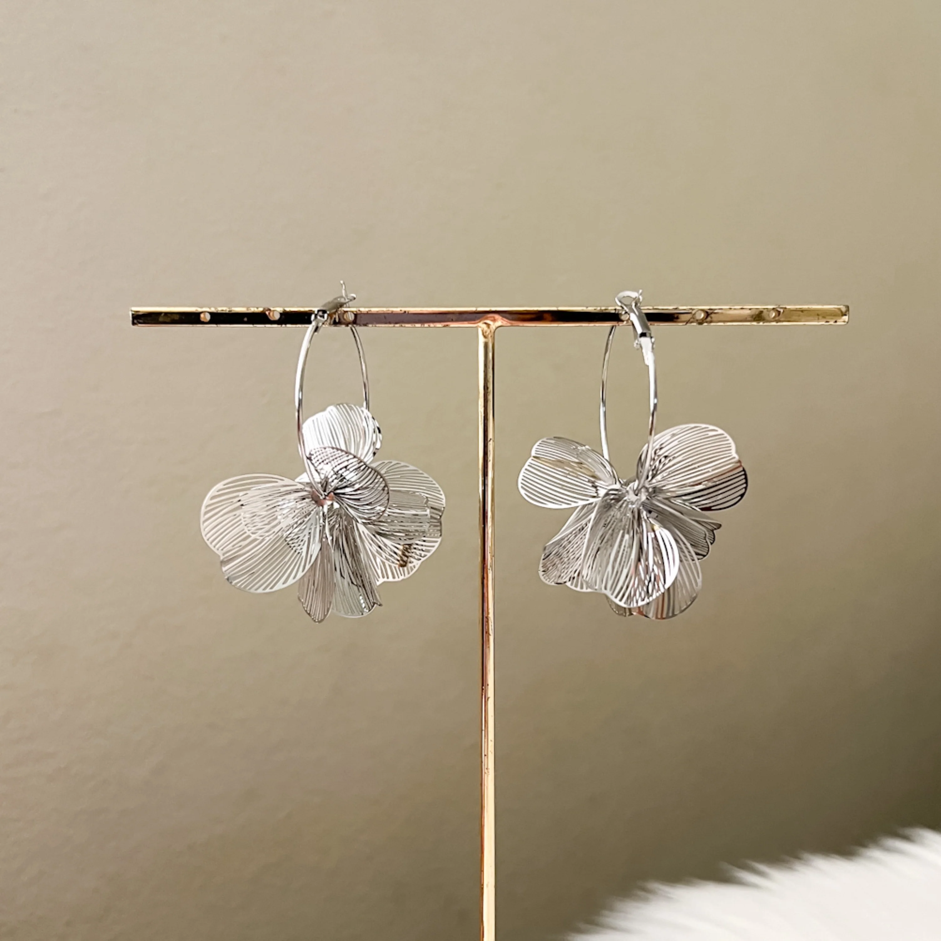 Golden Petals Statement Hoop Earrings - Image 13