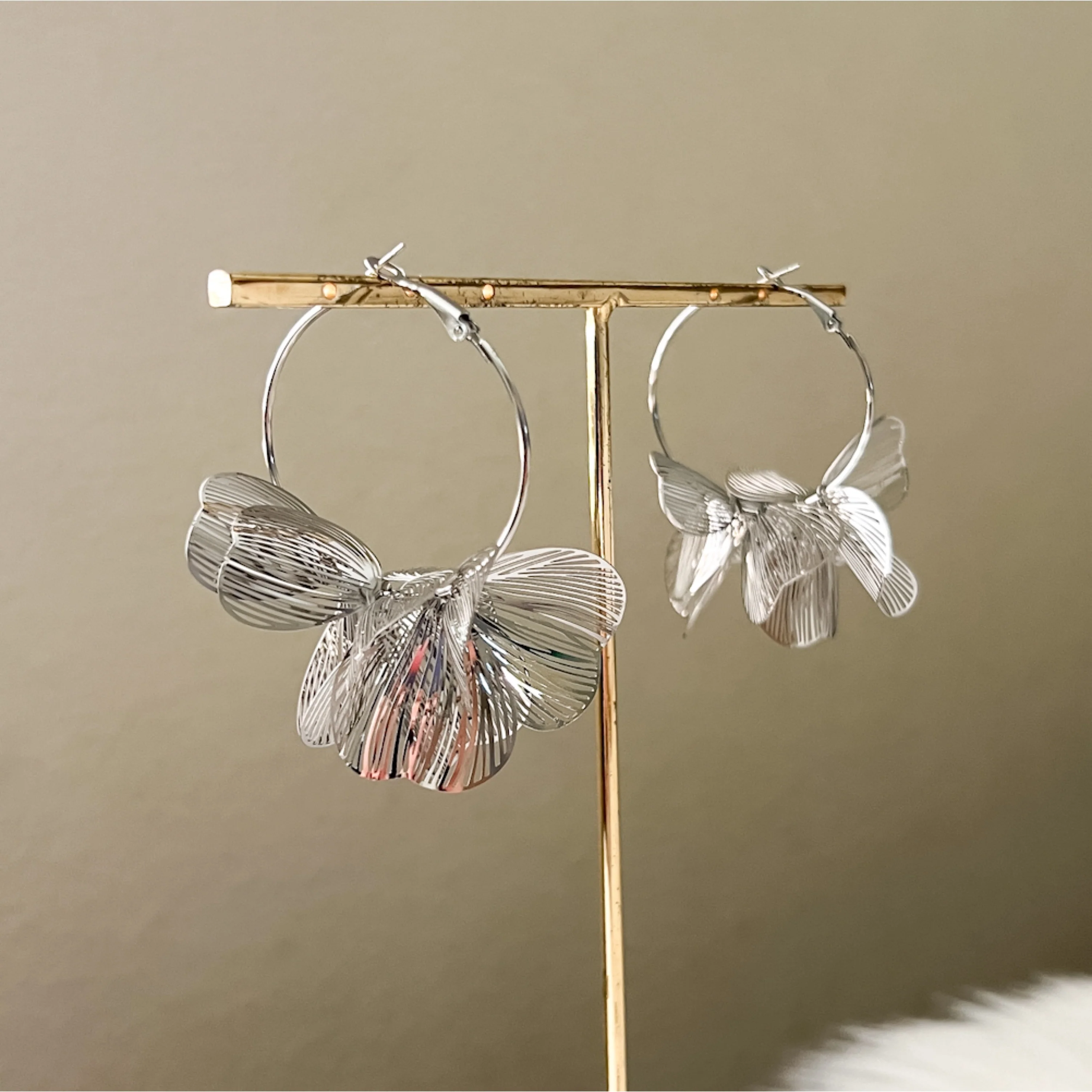 Golden Petals Statement Hoop Earrings - Image 14