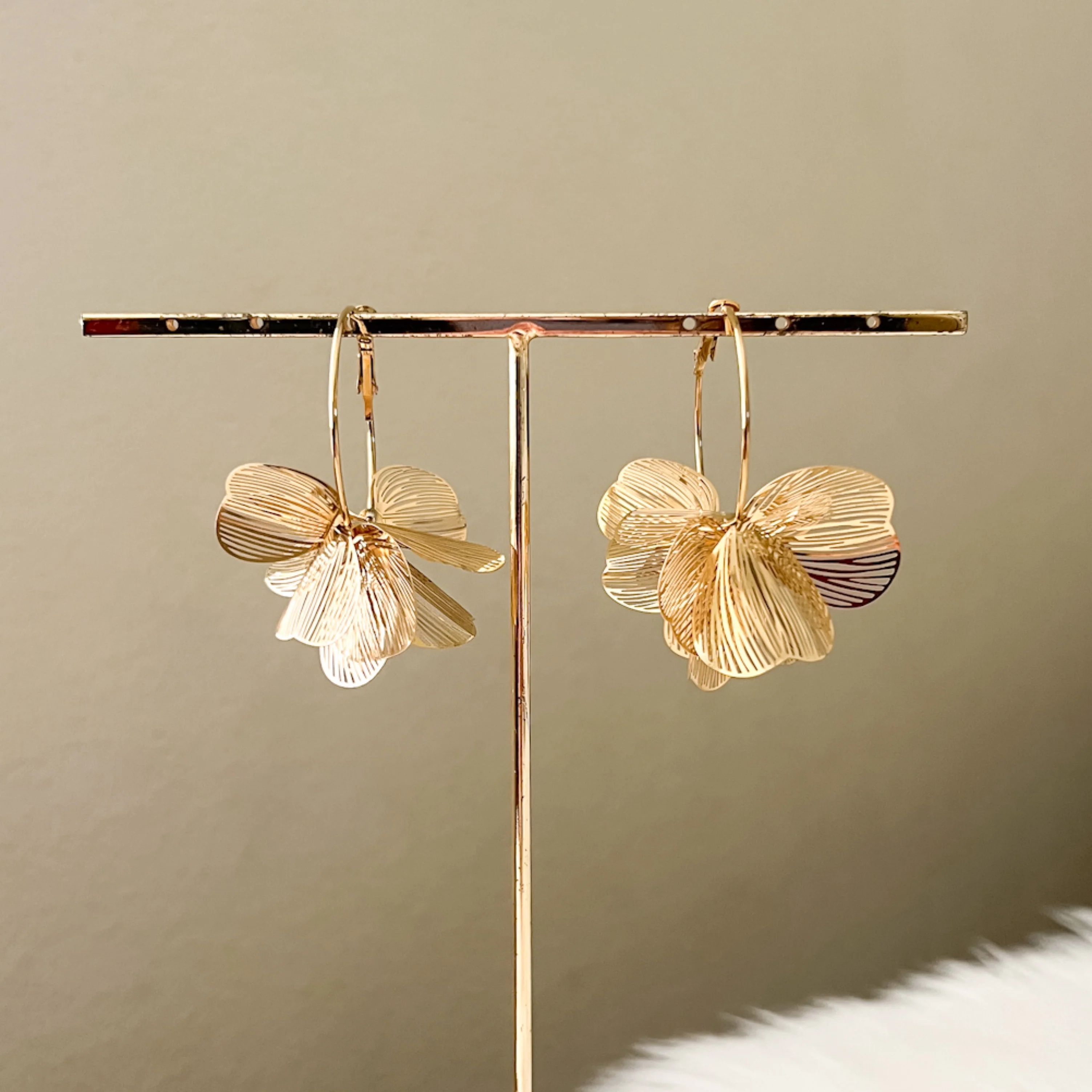 Golden Petals Statement Hoop Earrings - Image 6