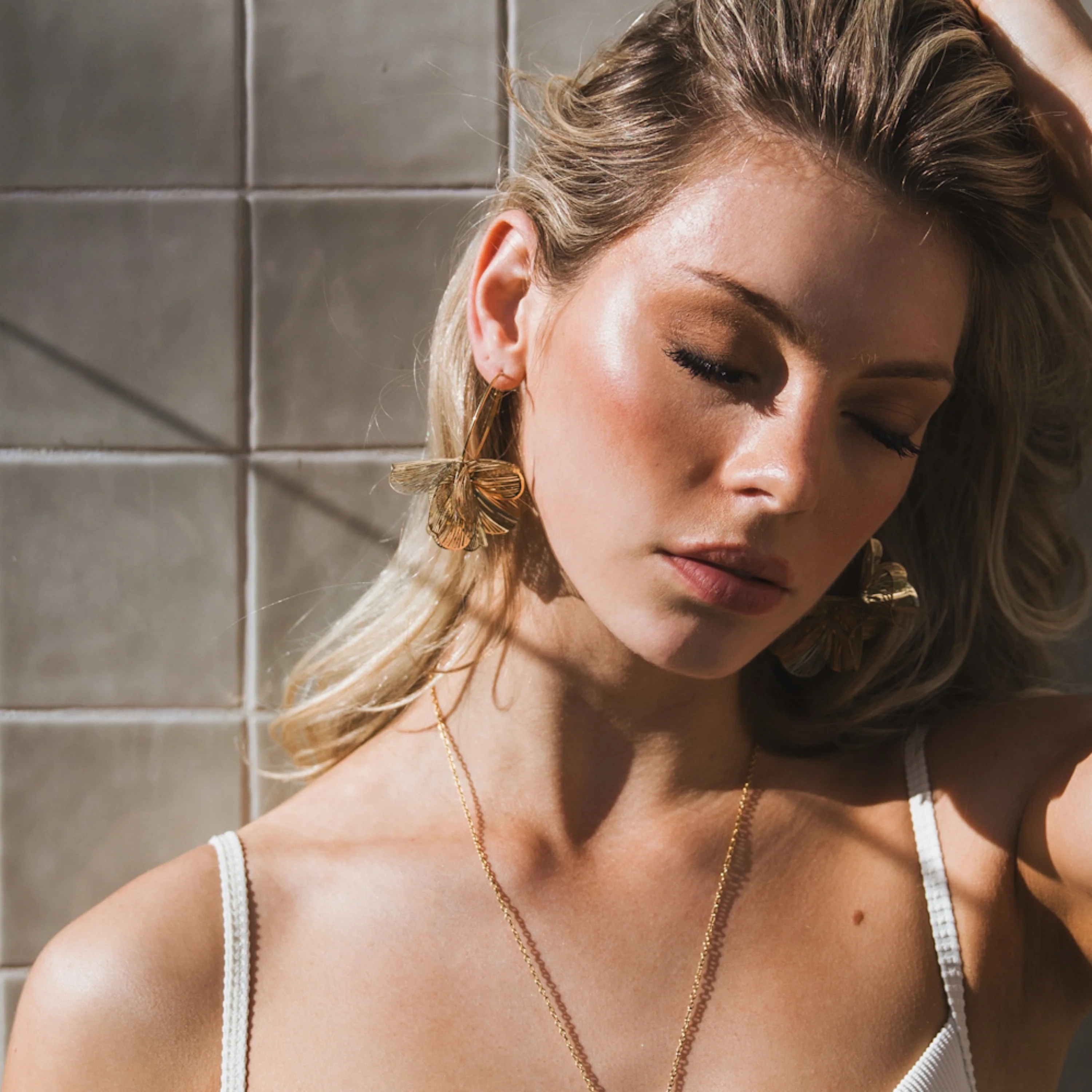 Golden Petals Statement Hoop Earrings - Image 9