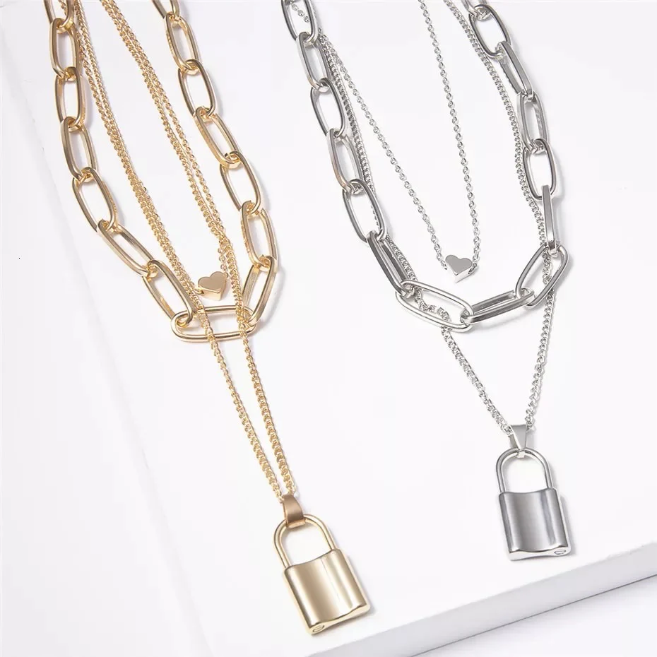 Heart & Lock Layered Chain Necklace - LAST CHANCE - Image 18